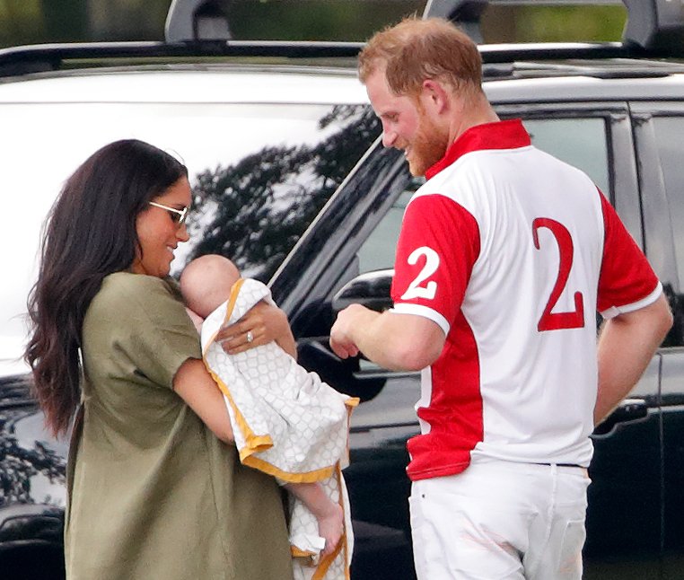 Meghan Markle, Prince Harry, and their son Archie Harrison Mountbatten-Windsor at Billingbear Polo Club on July 10, 2019 in Wokingham, England. | Source: Getty Images