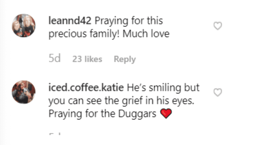 Fan comment on Duggar Family's post. | Source: Instagram/duggarfam