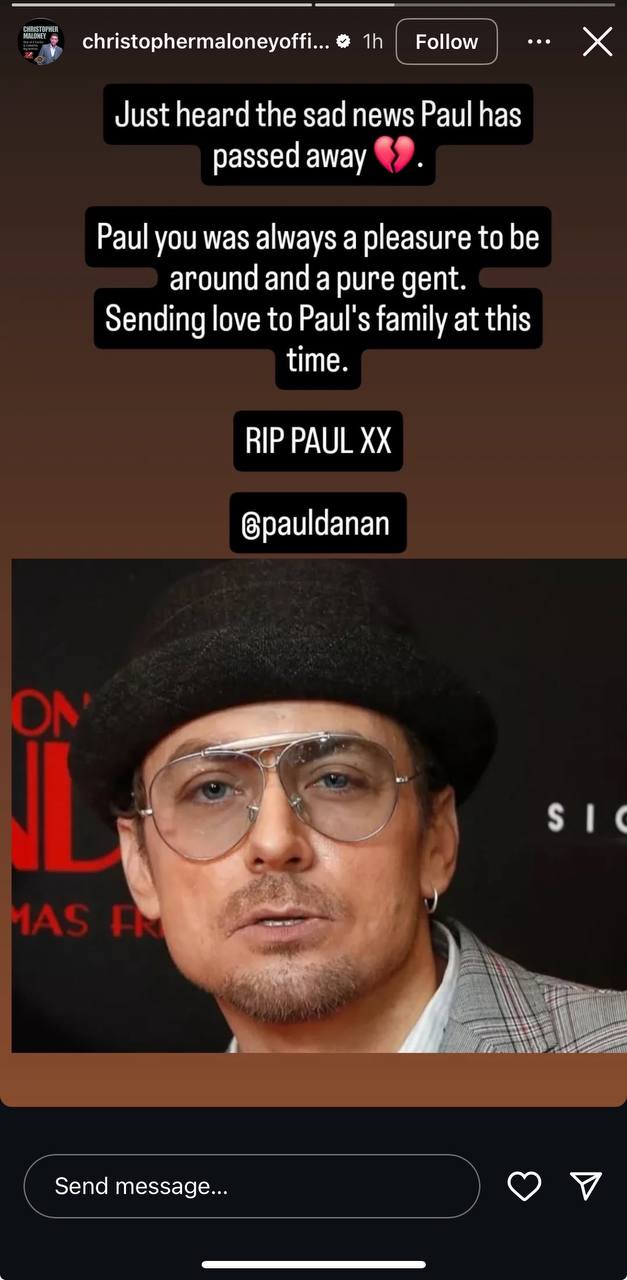 Christopher Maloney mourns Paul Danan from an Instagram story on January 16, 2025 | Source: Instagram/christophermaloneyofficial