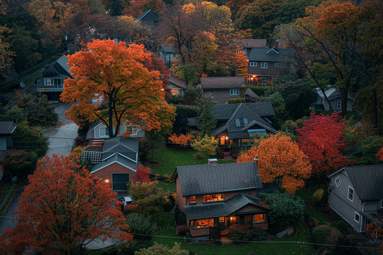 Drone view of a beautiful neighborhood | Source: Midjourney