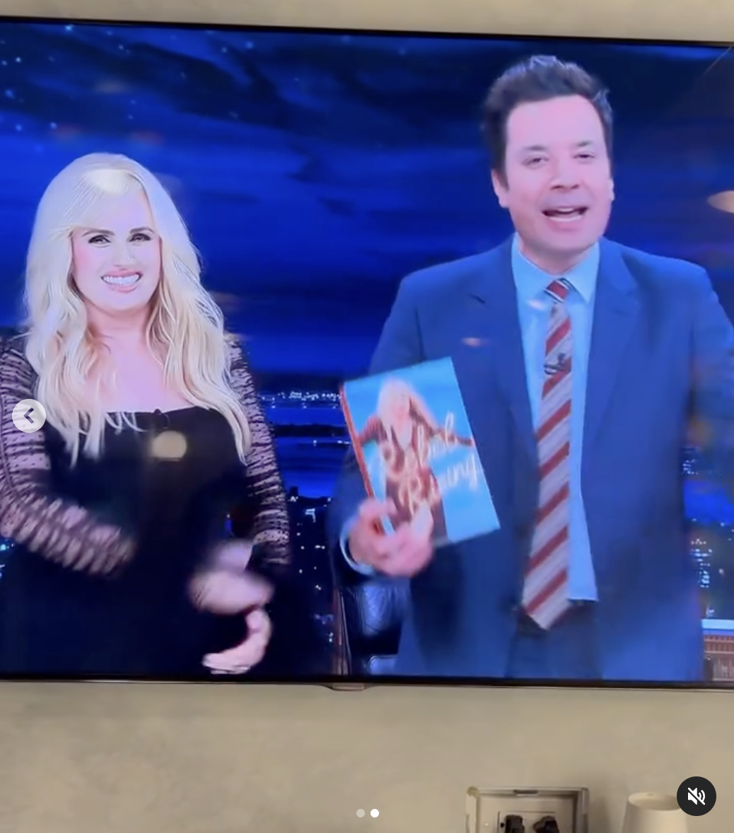 Rebel Wilson and Jimmy Fallon on television, dated April 2024 | Source: Instagram/rebelwilson