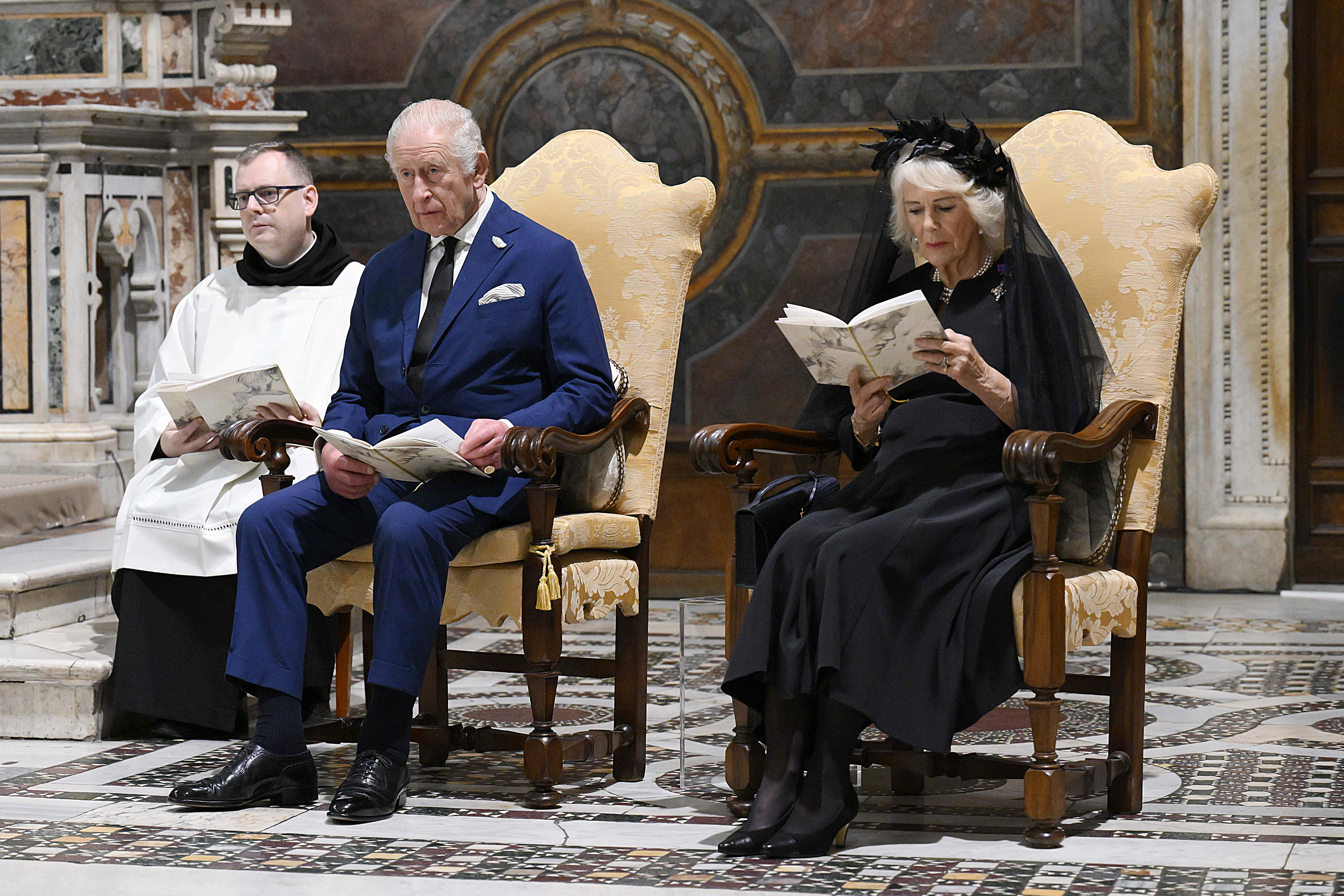 King Charles III and Queen Camilla attend a Prayer Service at the Sistine Chapel at the Apostolic Palace on October 23, 2025 | Source: Getty Images