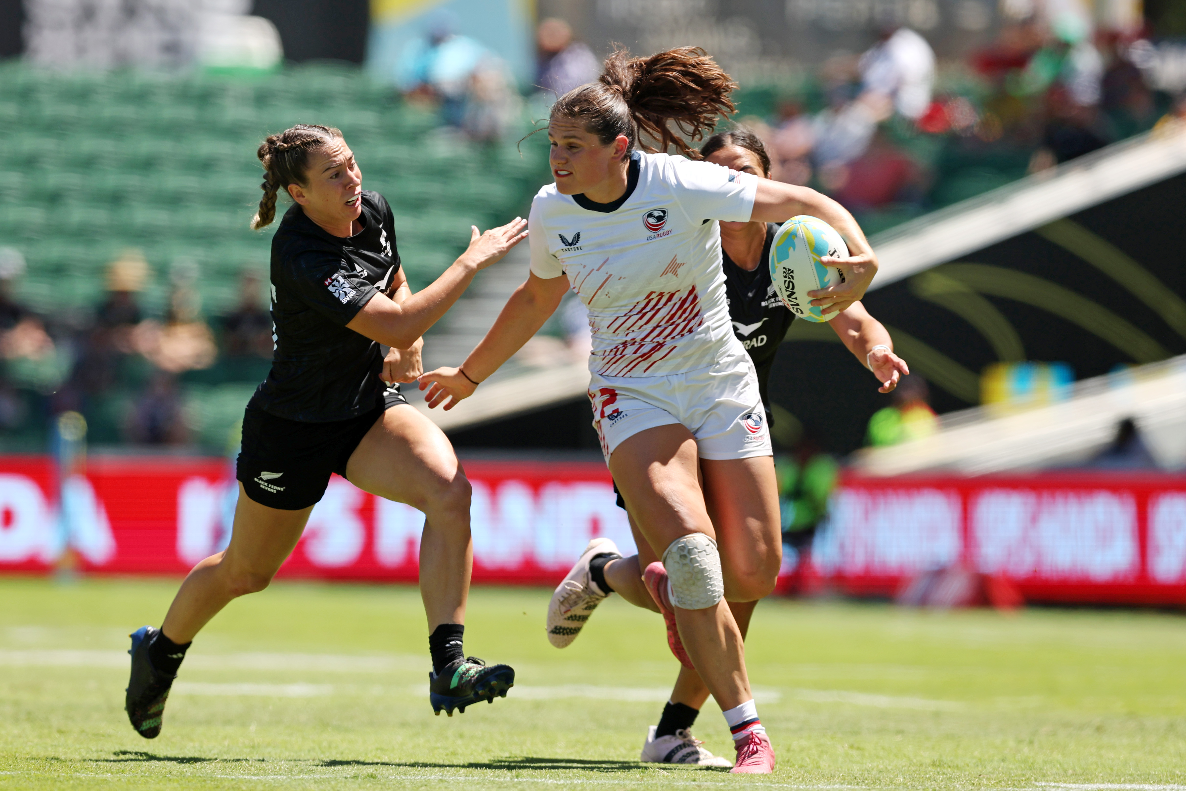 Ilona Maher during the 2024 Perth SVNS Women's match between New Zealand and USA on January 27 in Perth, Australia. | Source: Getty Images