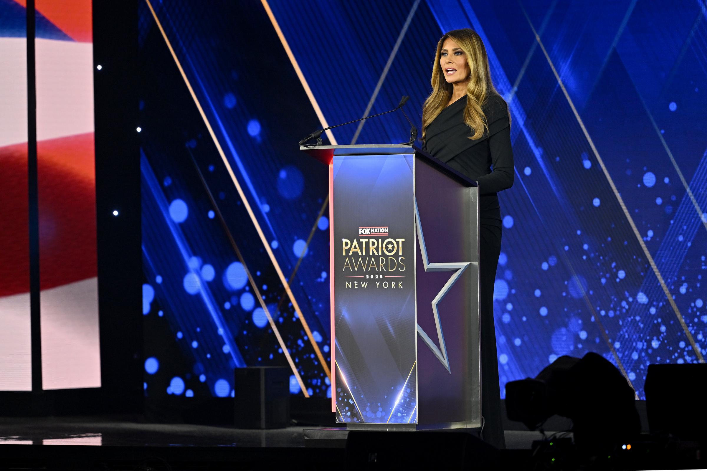 Melania Trump accepts the Patriot of the Year Award during the Fox Nation Patriot Awards on November 6, 2025 | Source: Getty Images