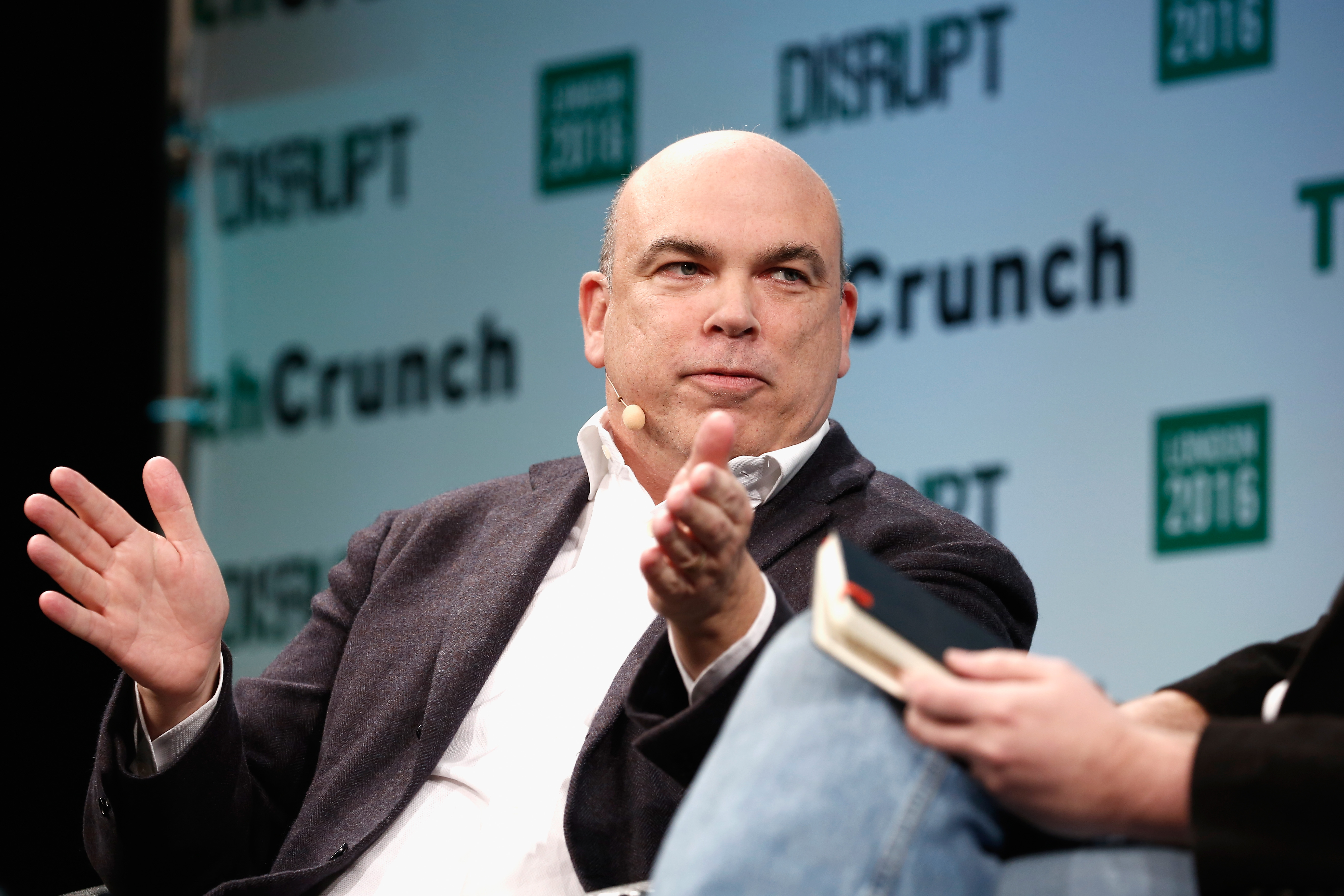 Michael Lynch at a Q&A during day one of TechCrunch Disrupt London on December 5, 2016. | Source: Getty Images