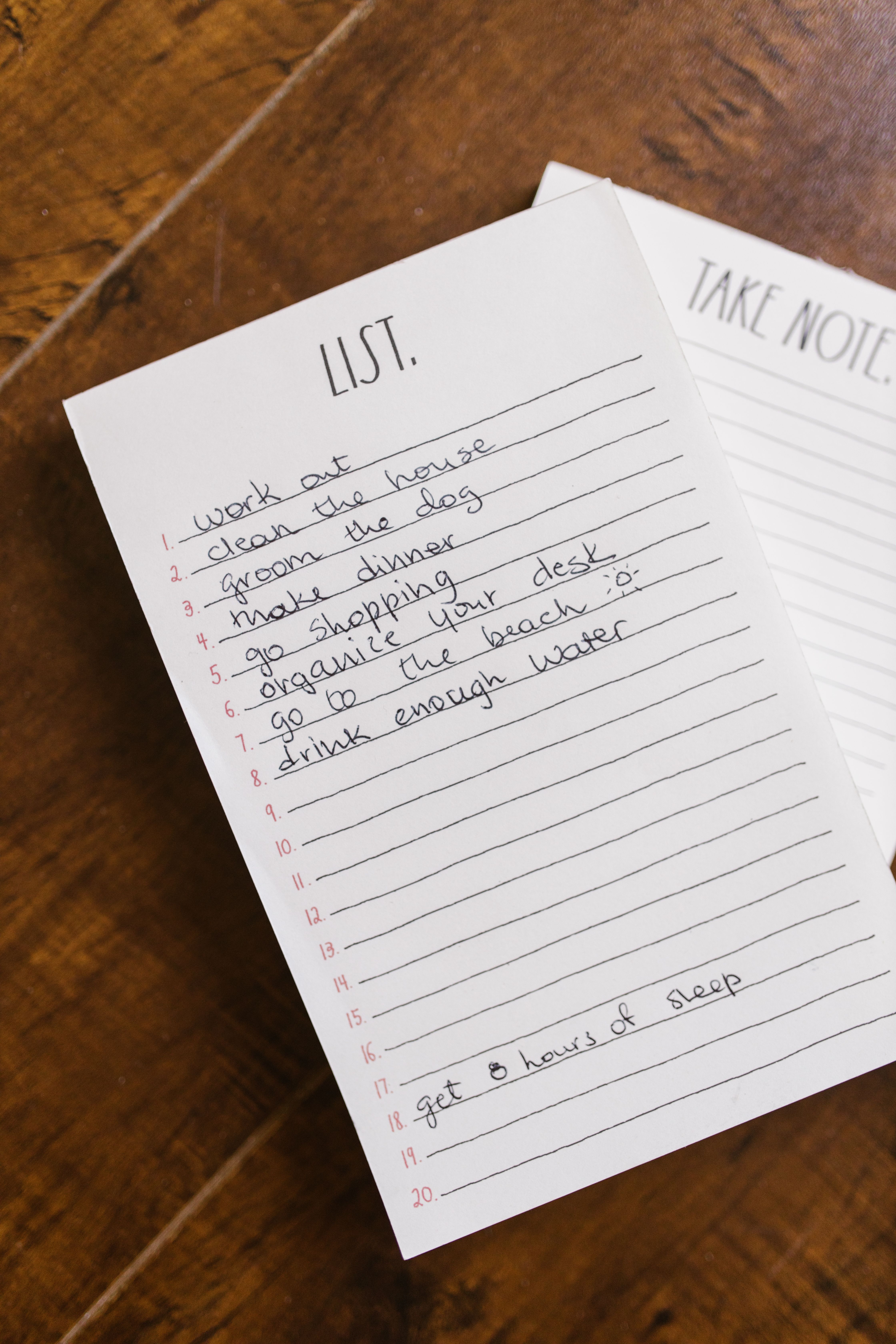 A to-do list | Source: Pexels