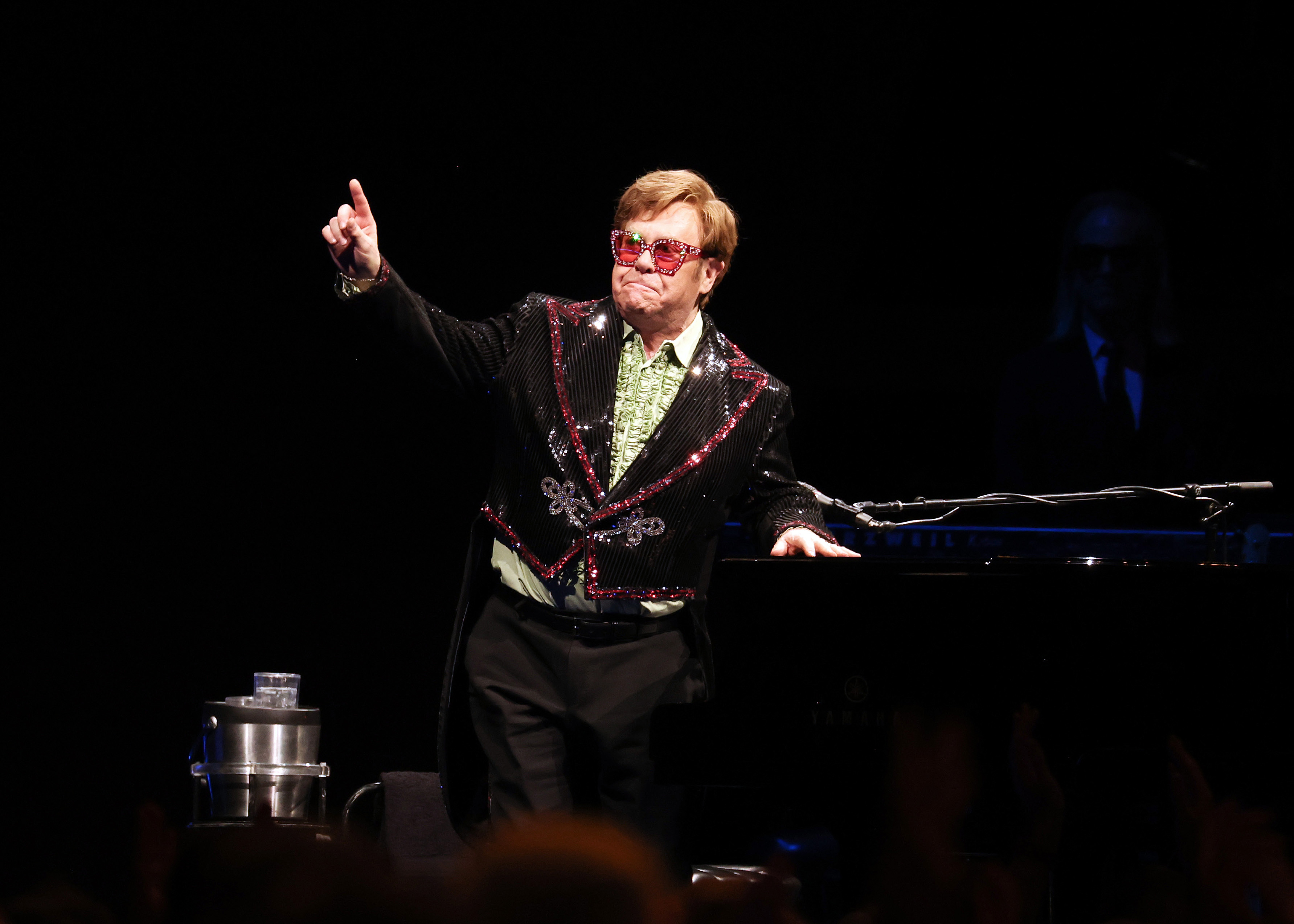 Elton John Performs live on stage during his "Farewell Yellow Brick Road" Tour at The O2 Arena on April 2, 2023, in London, England. | Source: Getty Images