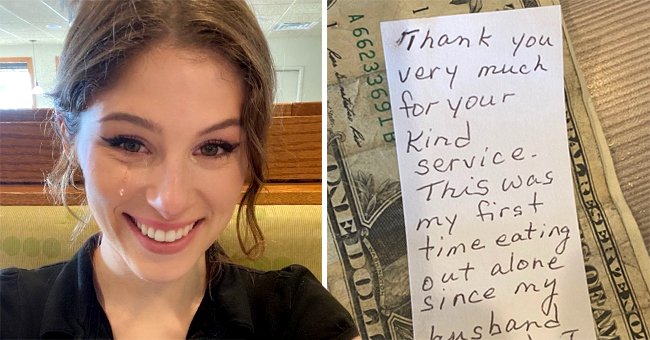 In a viral tweet a waitress shared that an elderly woman's thank you note made her cry | Photo: Twitter/alienpopstarr