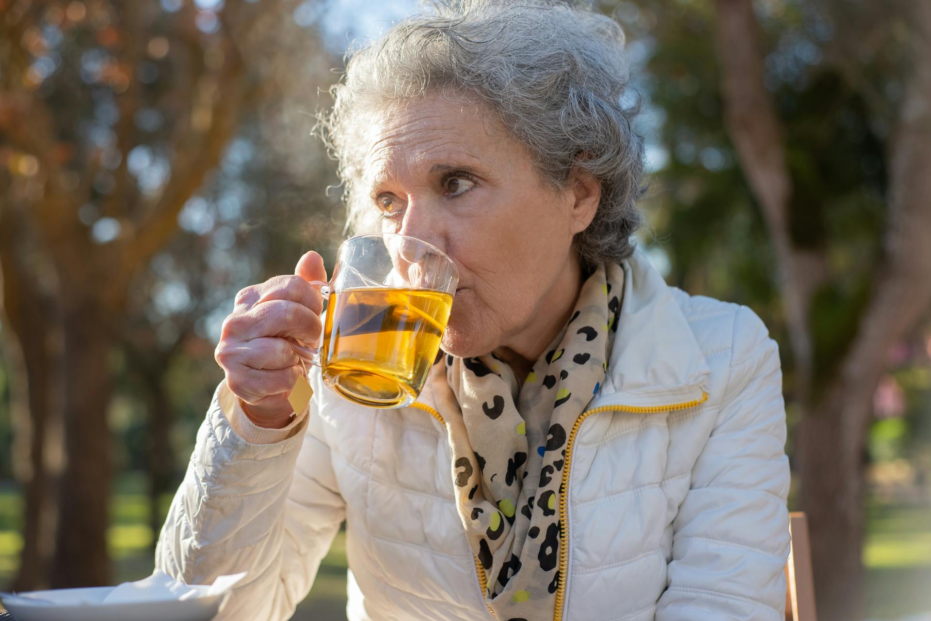 A senior woman having tea | Source: Pexels