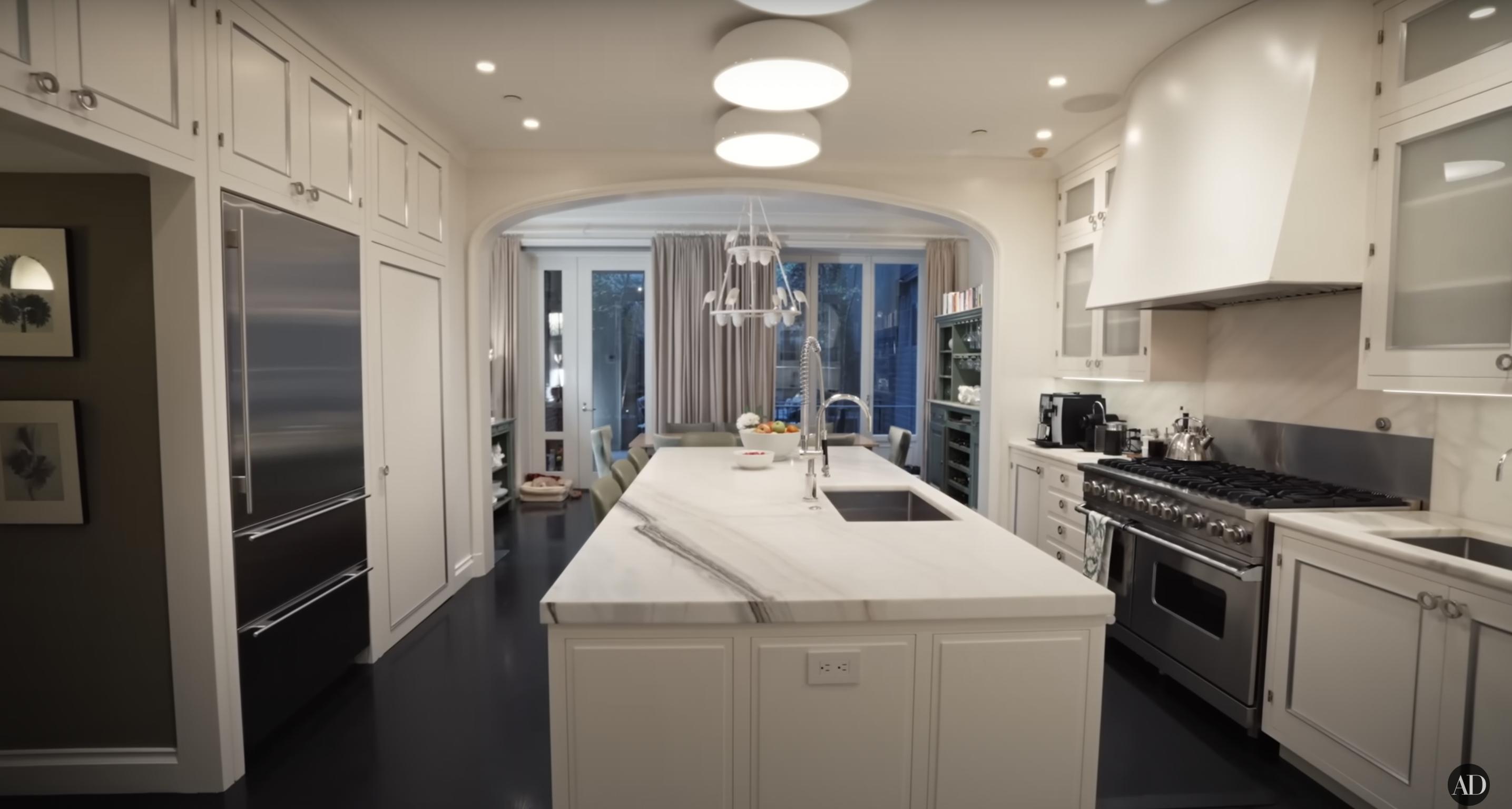 Kelly Ripa and Mark Consuelos' kitchen as seen in a video dated December 10, 2024 | Source: YouTube/@Archdigest