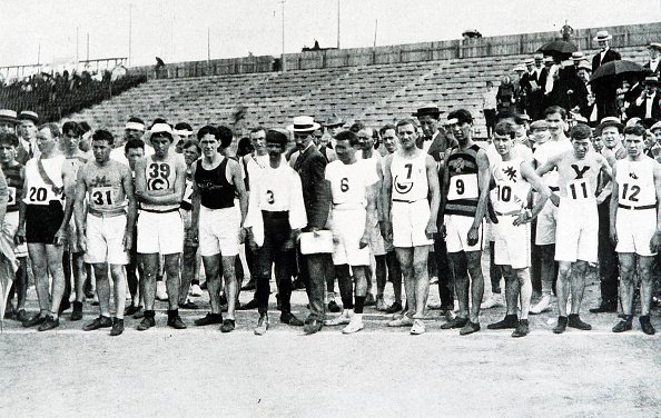 Olympic Games. St. Louis, USA. Marathon. Runners line up before the start of the race, which was won by USA's Thomas Hicks | Source: Getty Images