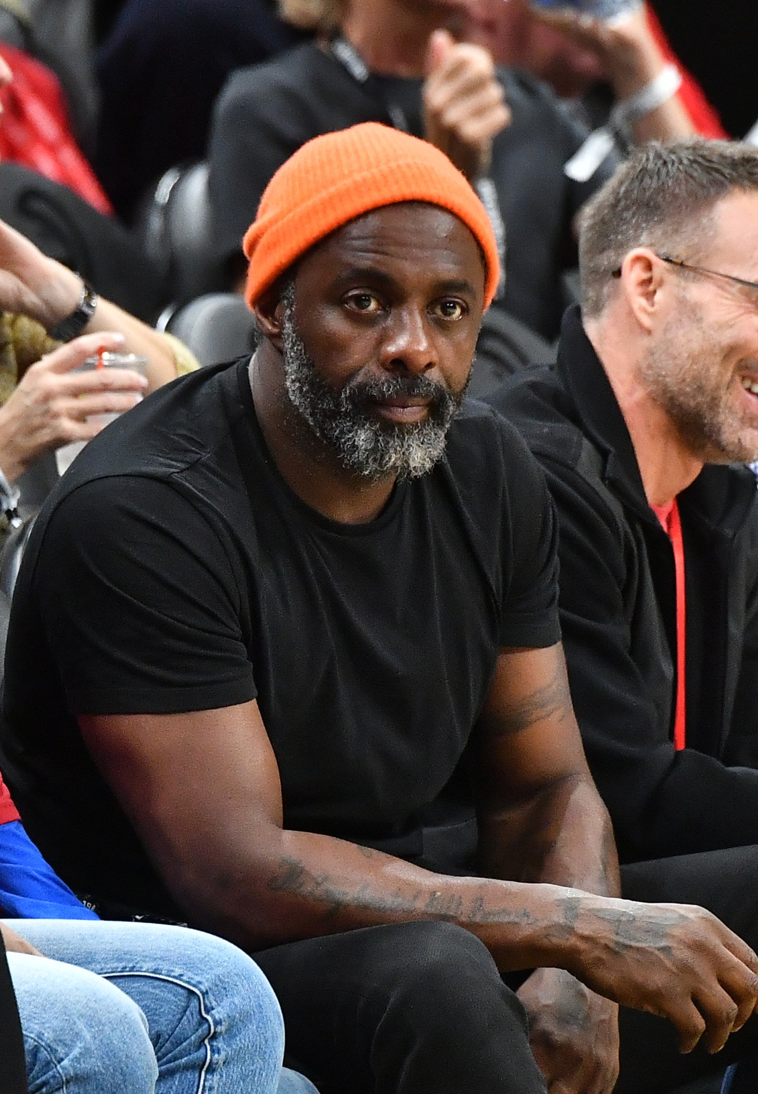 Idris Elba watching a basketball match between the Toronto Raptors and Atlanta Hawks in November 2019. | Photo: Getty Images