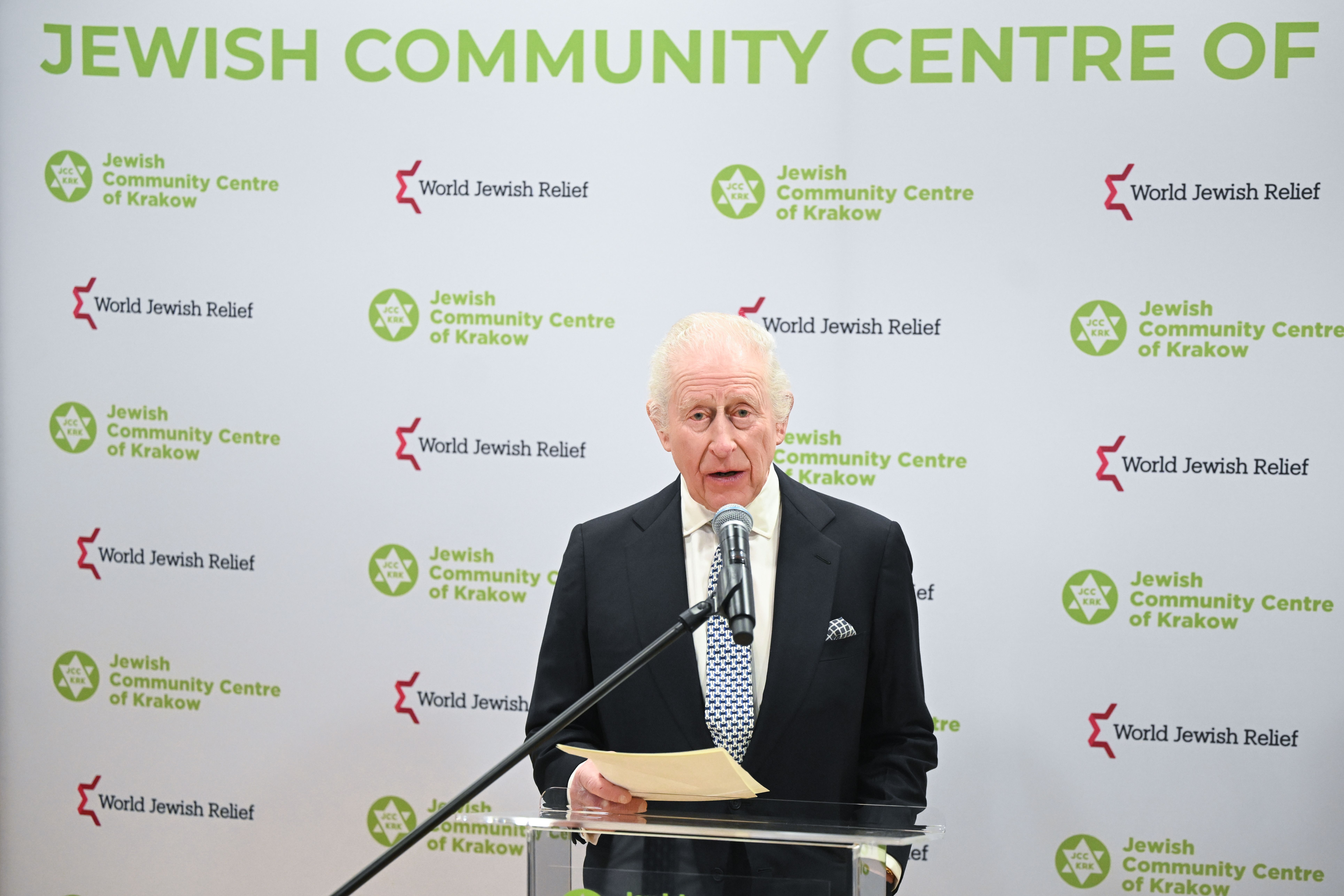 King Charles III addresses an audience of community members and supporters of the center during his visit to the Jewish Community Centre | Source: Getty Images