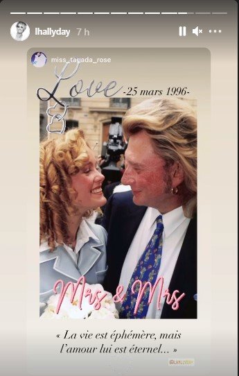 Photo de mariage de Laeticia Hallyday avec Johnny Hallyday. | Photo : Instagram story / lhallyday