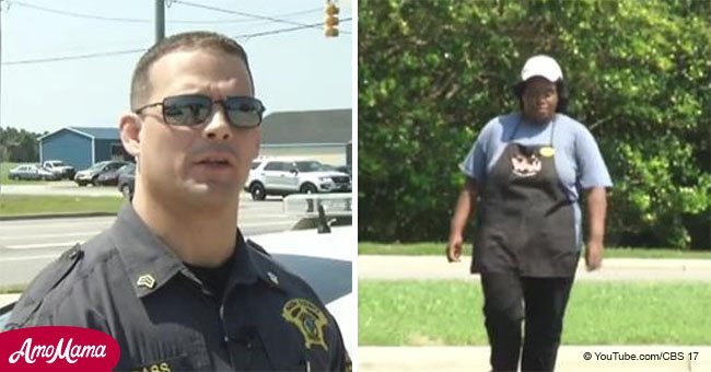 Police officer has heartwarming surprise for woman who walks 12 miles to work every day