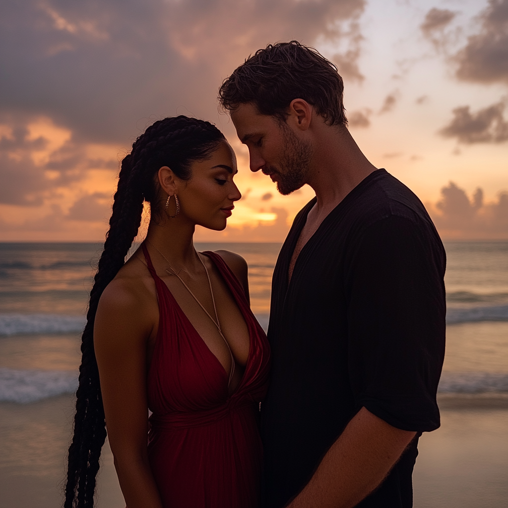 A couple at the beach | Source: Midjourney