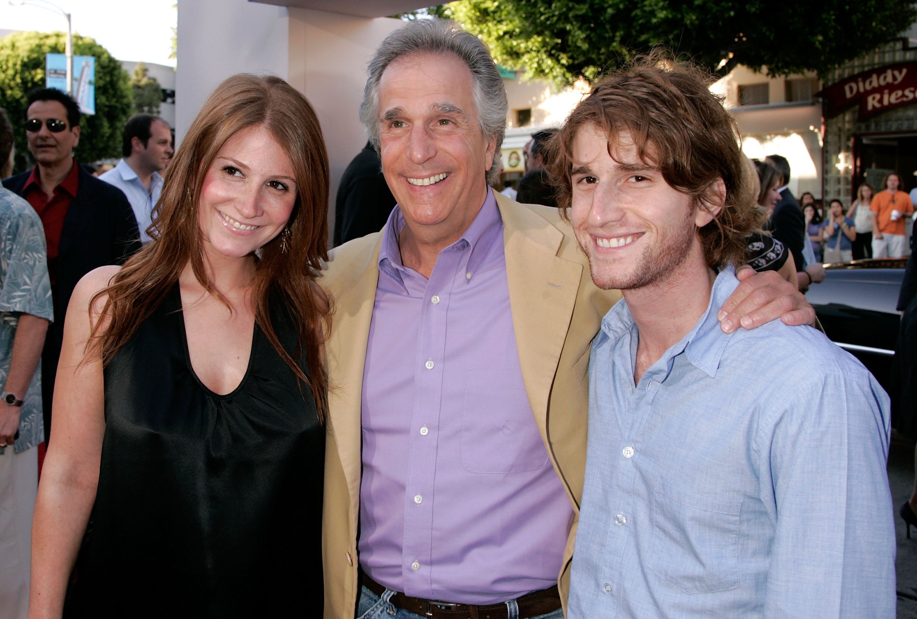 Henry Winkler with son Max Winkler and daughter Zoe Emily Winkler arrive at Sony Pictures premiere of "Click" held at the Mann Village Theater on June 14, 2006 in Westwood, California. | Source: Getty Images