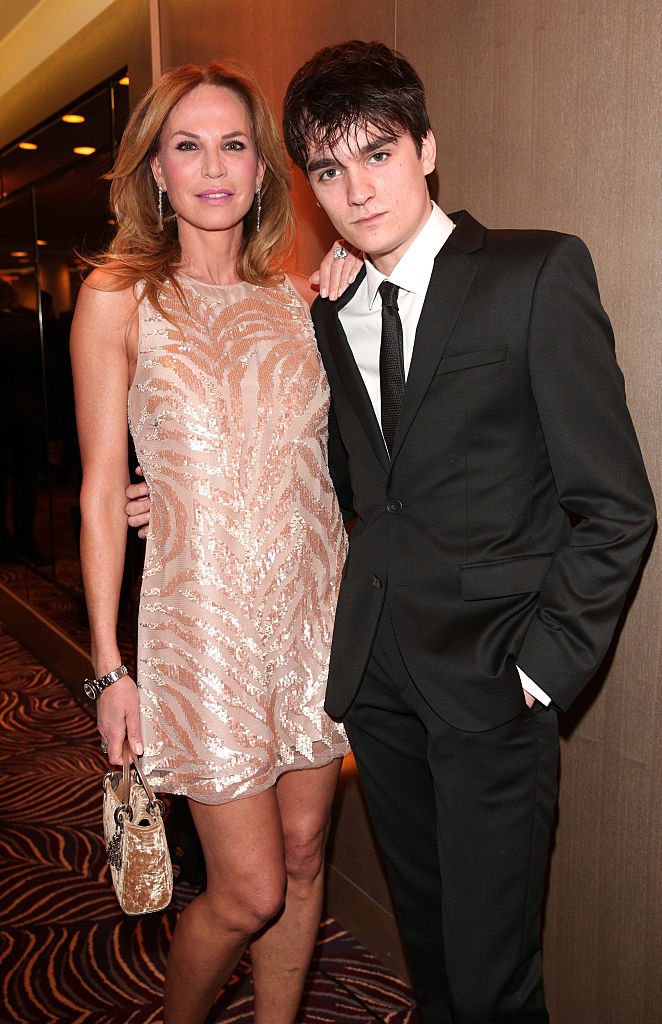 Rosalie van Breemen and her son Alain-Fabien Delon at the PEOPLE Magazine Germany Launch Party at the Waldorf Astoria on March 17, 2015 in Berlin, Germany.  |  Photo: Getty Images