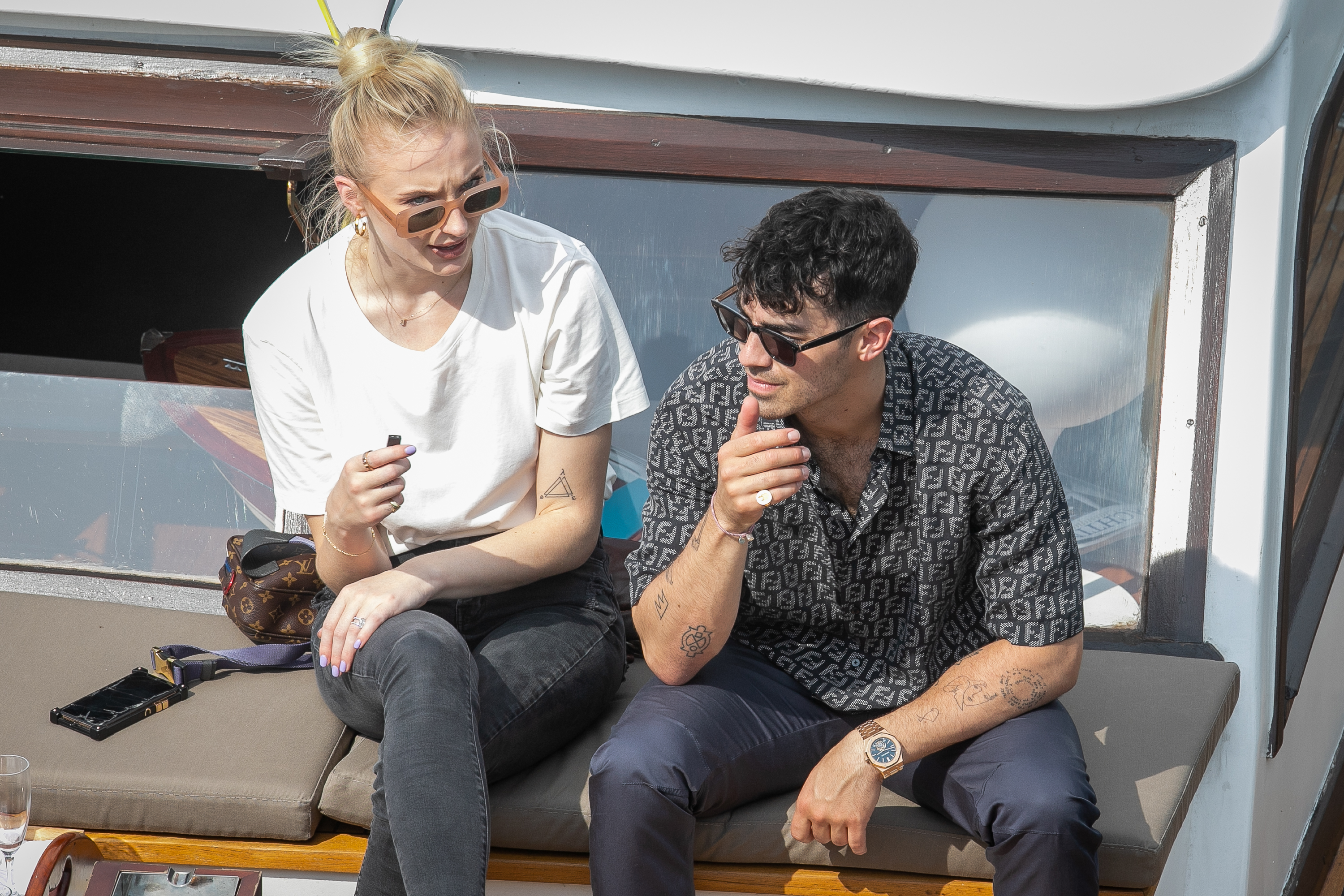 Sophie Turner and Joe Jonas are seen on the boat 'Shivas' on the river Seine on June 24, 2019, in Paris, France. | Source: Getty Images