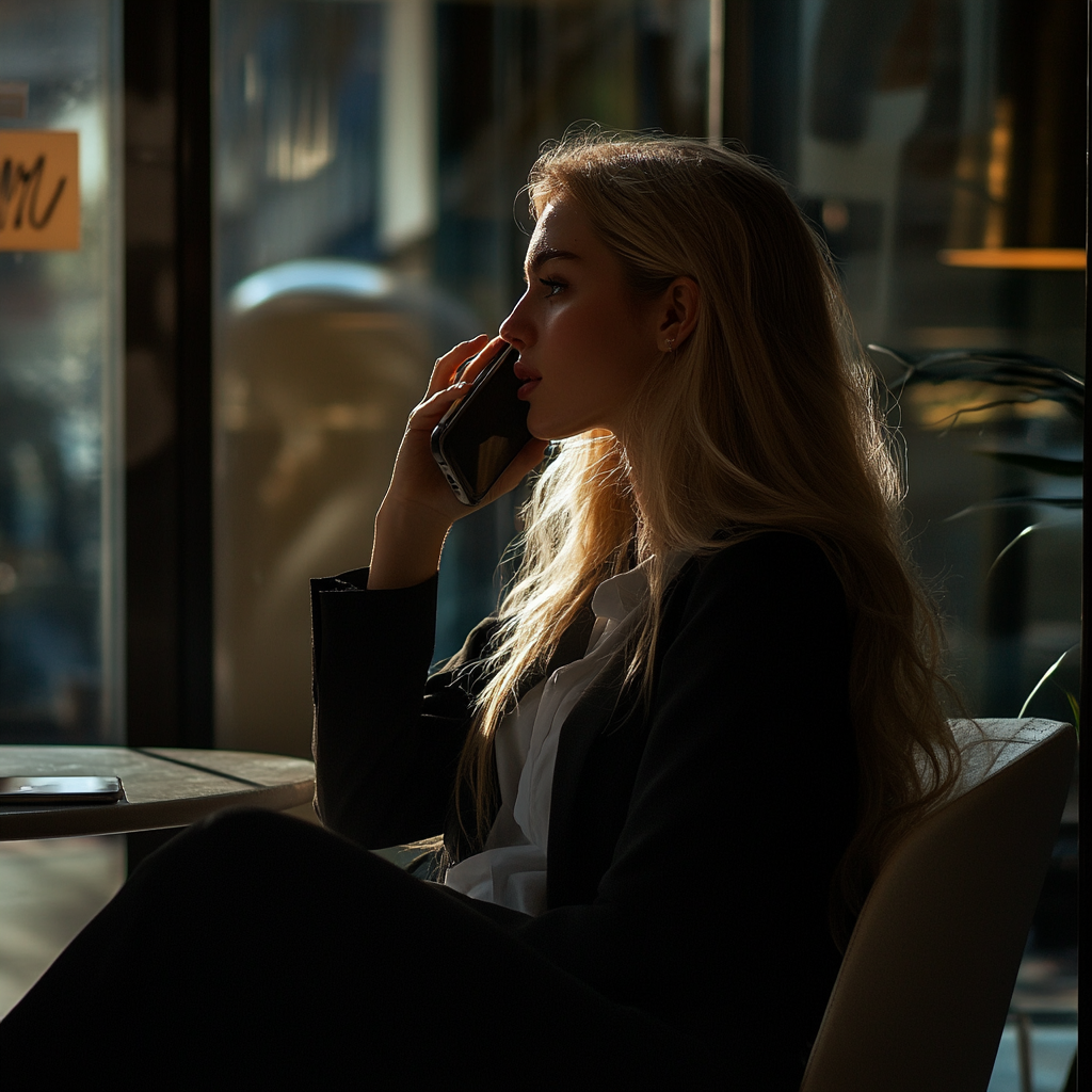 Woman on phone | Source: Midjourney