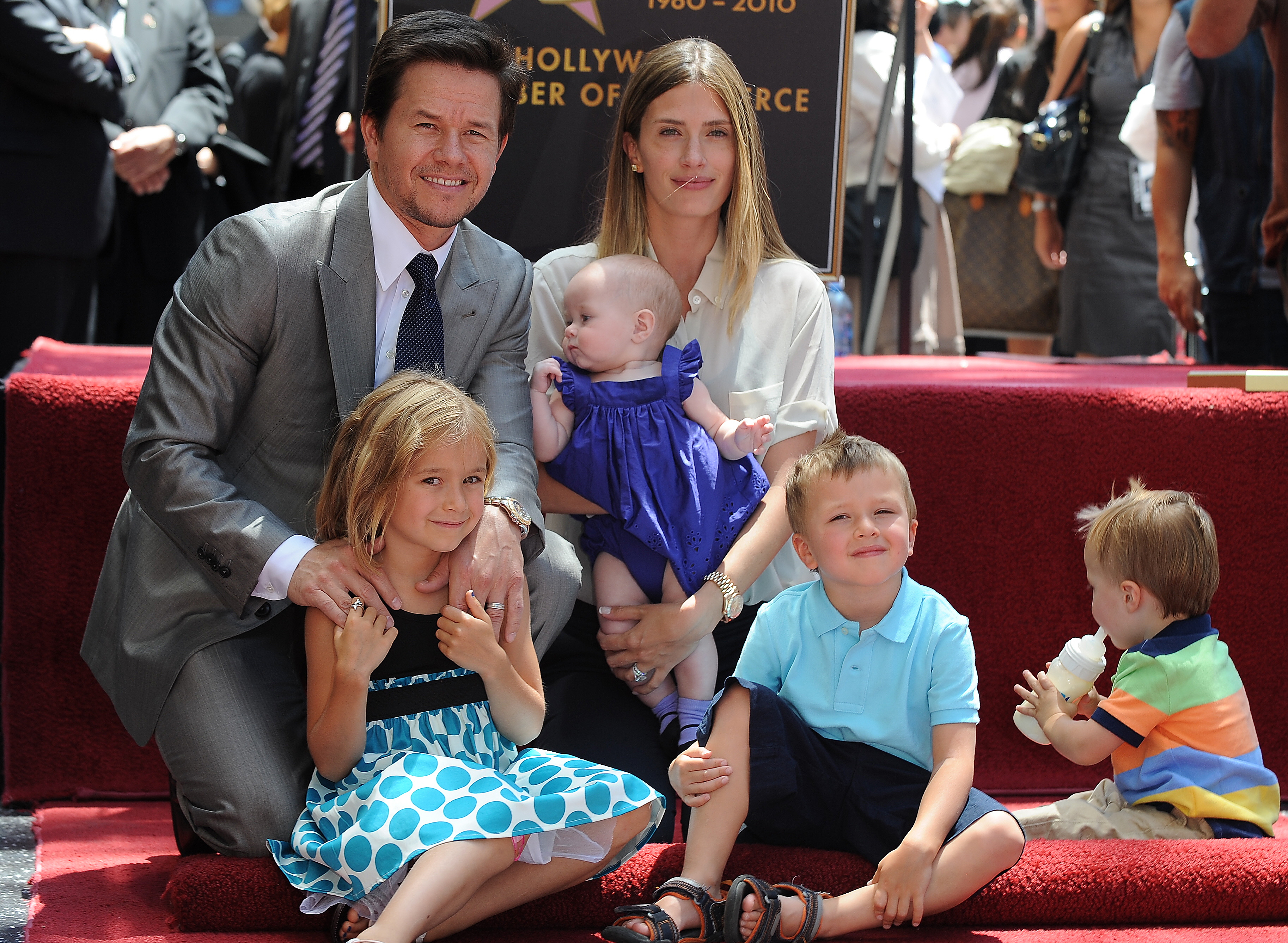 Mark Wahlberg, along with his wife Rhea Durham and their children Ella, Michael, Brendan, and Grace, proudly participates in Wahlberg's Hollywood Walk of Fame Star Ceremony, a memorable moment on July 29, 2010, in Hollywood, California | Source: Getty Images