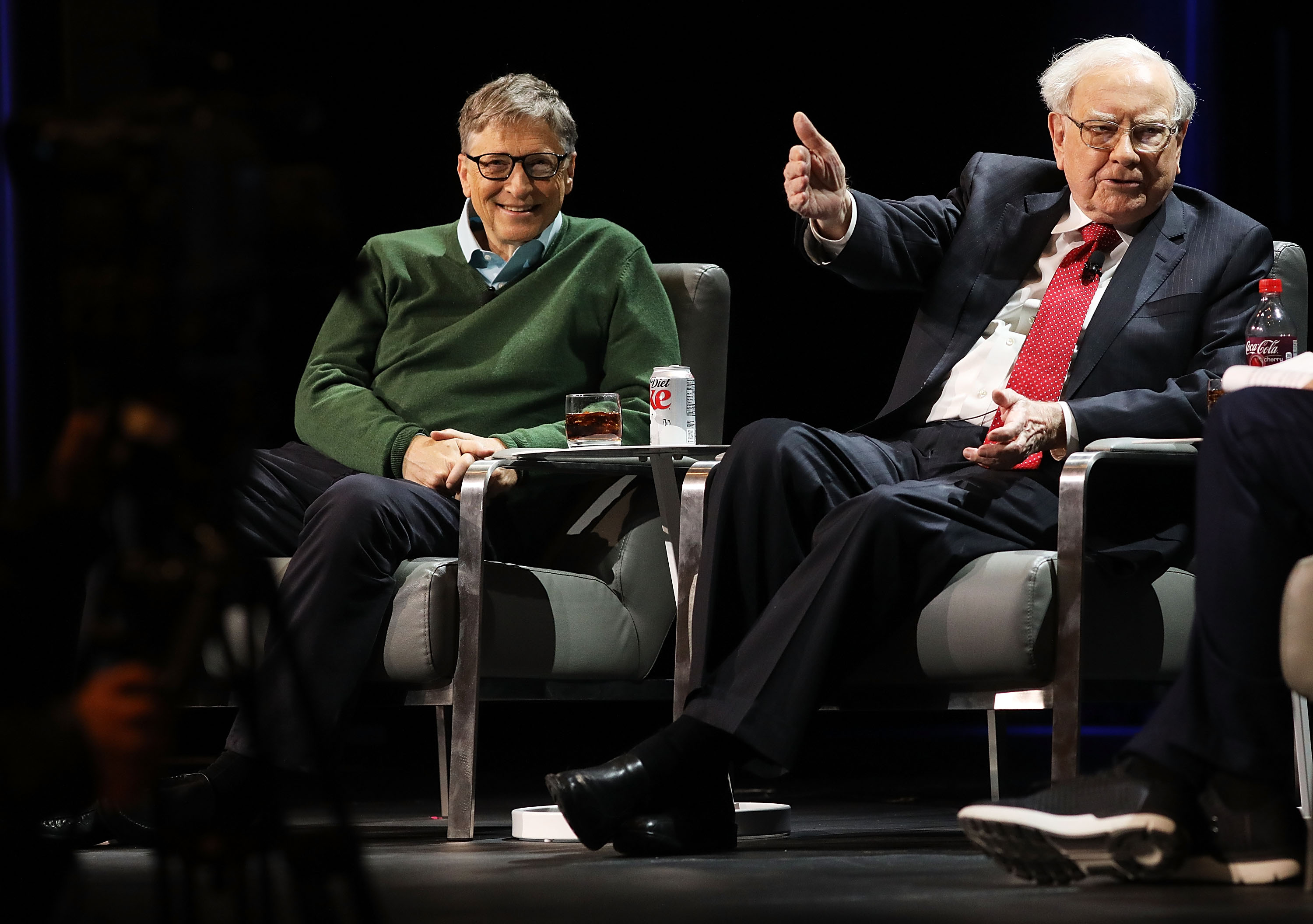 Bill Gates and Warren Buffett speak at an event organized by Columbia Business School in New York City, on January 27, 2017. | Source: Getty Images