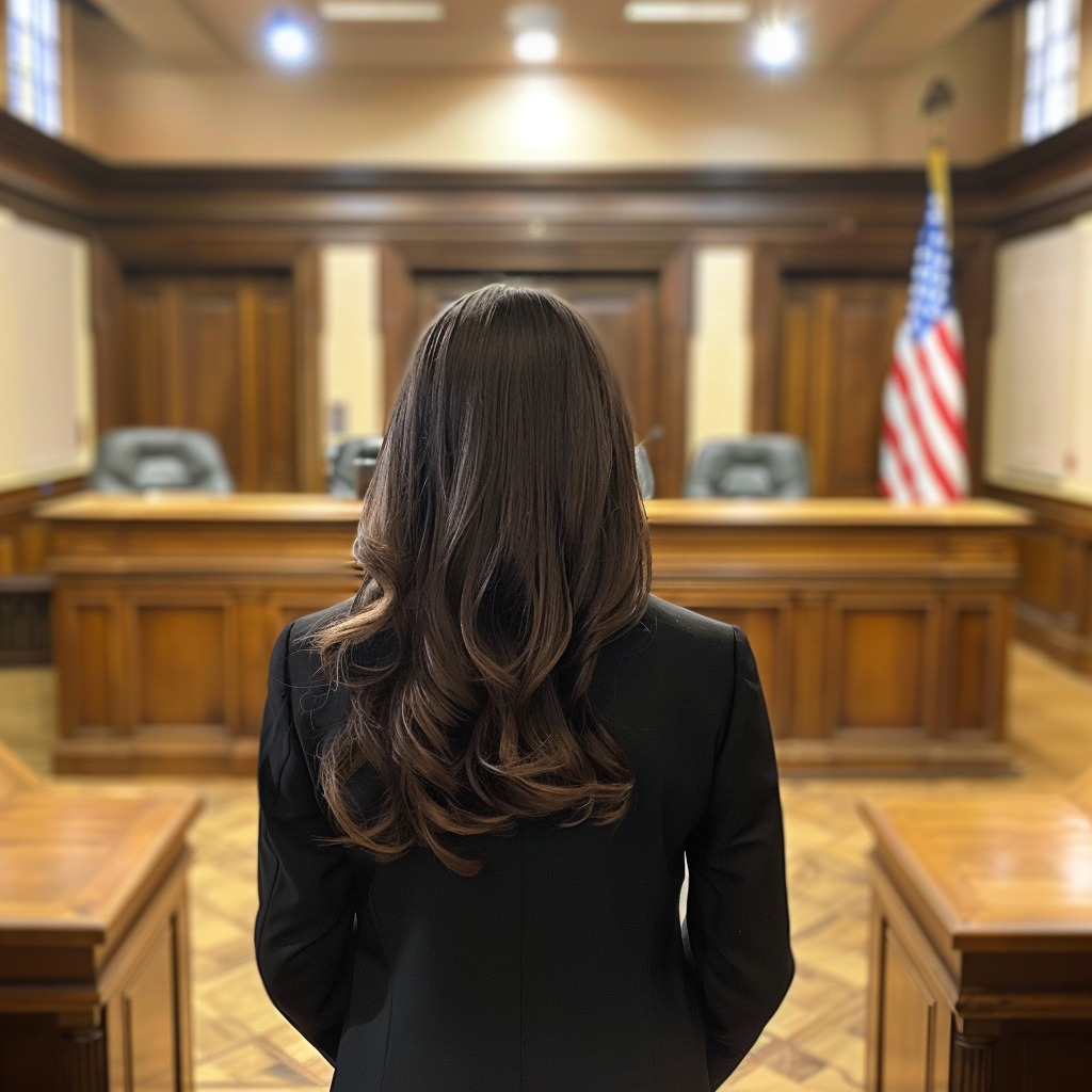 Chelsea in a courtroom | Source: Midjourney