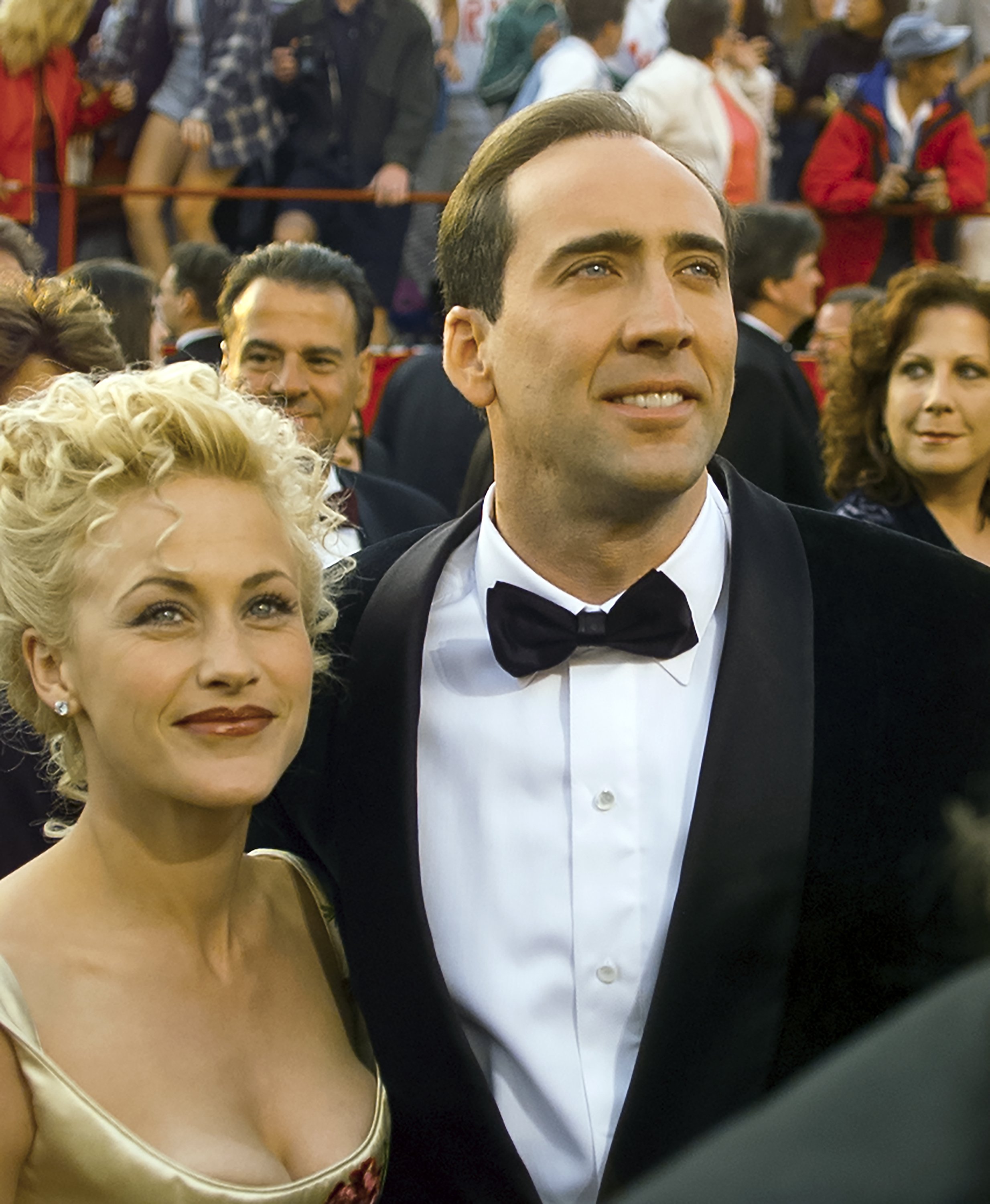 Nicolas Cage and Patricia Arquette pictured arriving to the Academy Awards on March 23, 1997 in Los Angeles, California. / Source: Getty Images