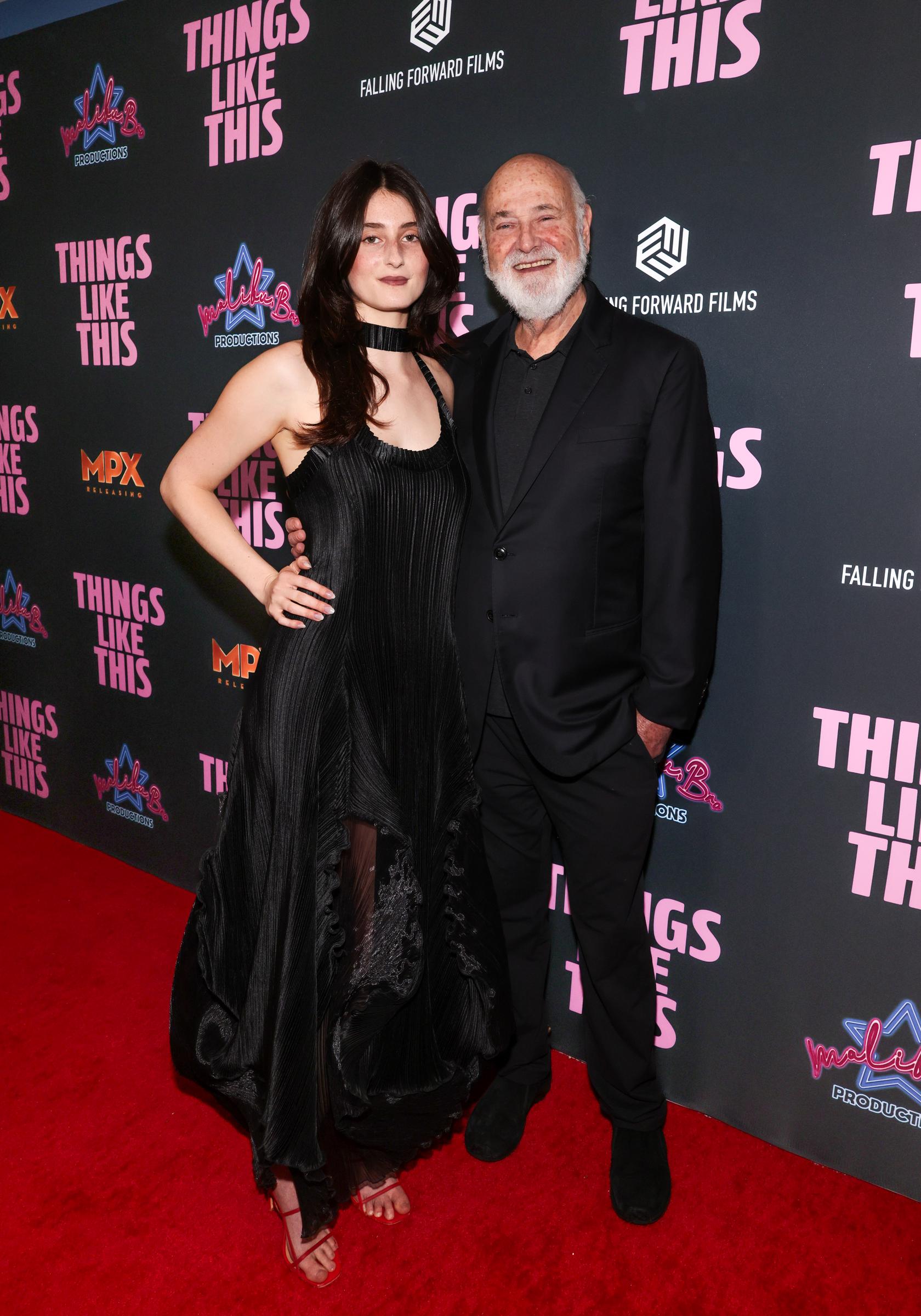 Romy Reiner (L) and Rob Reiner (R) attend the Los Angeles premiere of "Things Like This" at Landmark Theaters Sunset in California on May 13, 2025. | Source: Getty Images