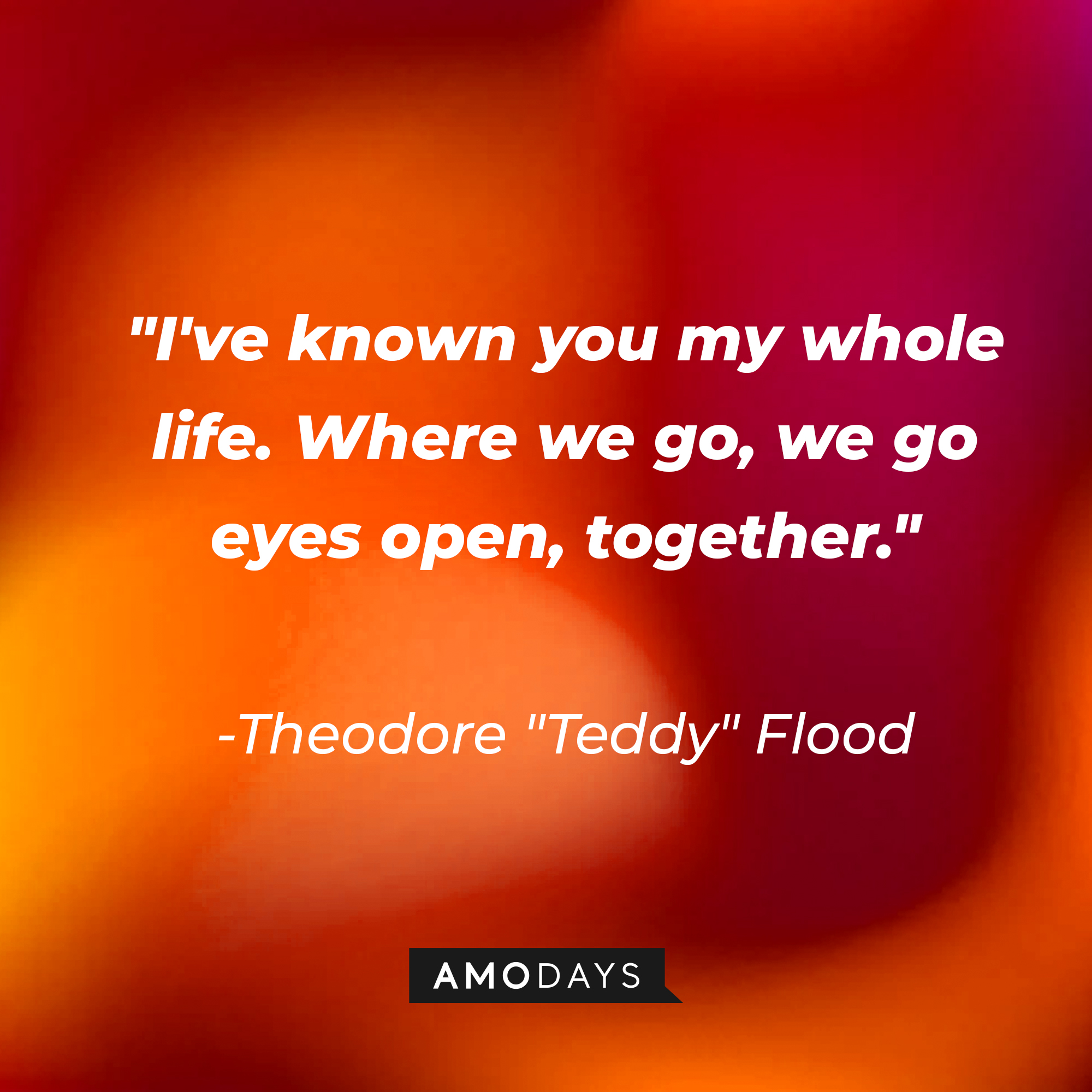 Theodore "Teddy" Flood's quote: "I've known you my whole life. Where we go, we go eyes open, together." | Source: AmoDays