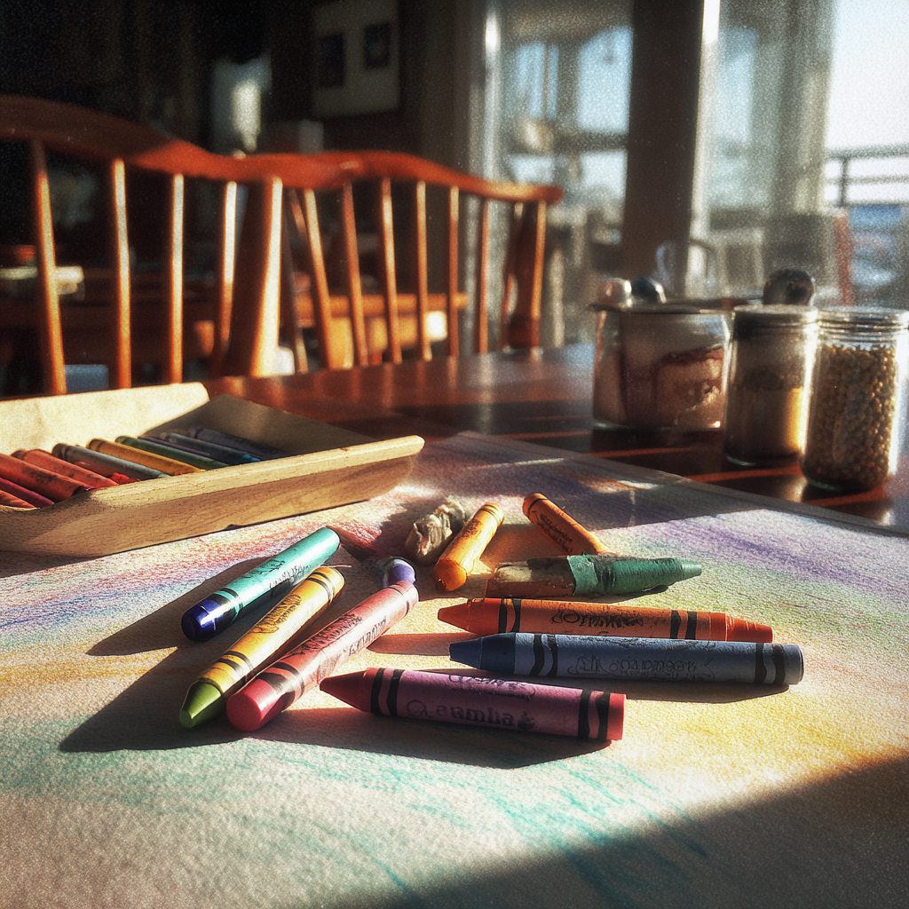Crayons on a kitchen table | Source: Midjourney