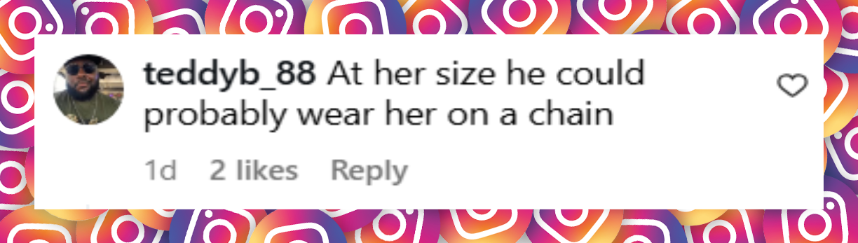 A netizen's comment about Simone Biles and Jonathan Owens' height difference from her post, dated August 11, 2025 | Source: Instagram/simonebiles