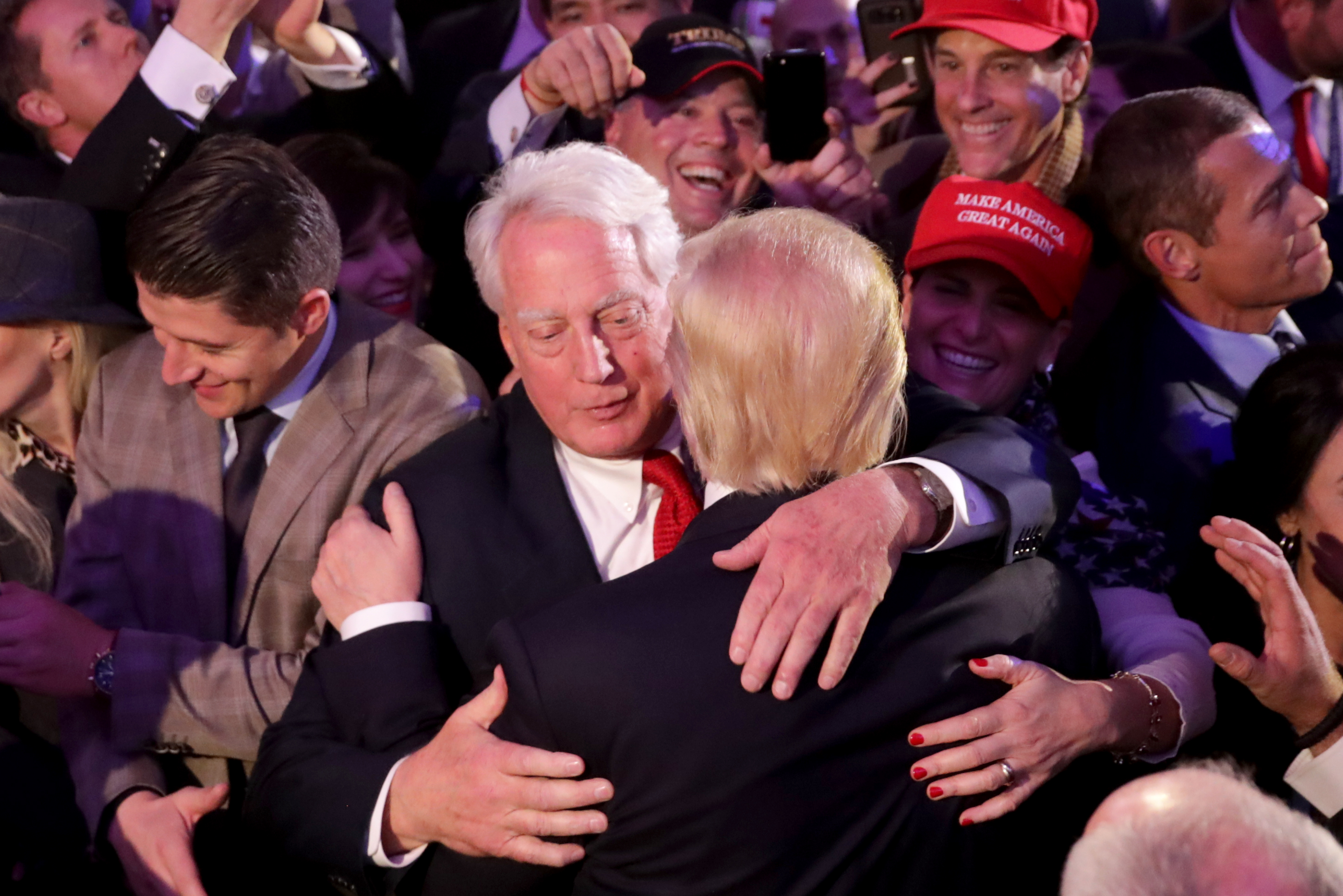 Robert Trump hugs his brother Donald Trump on November 9, 2016 | Source: Getty Images