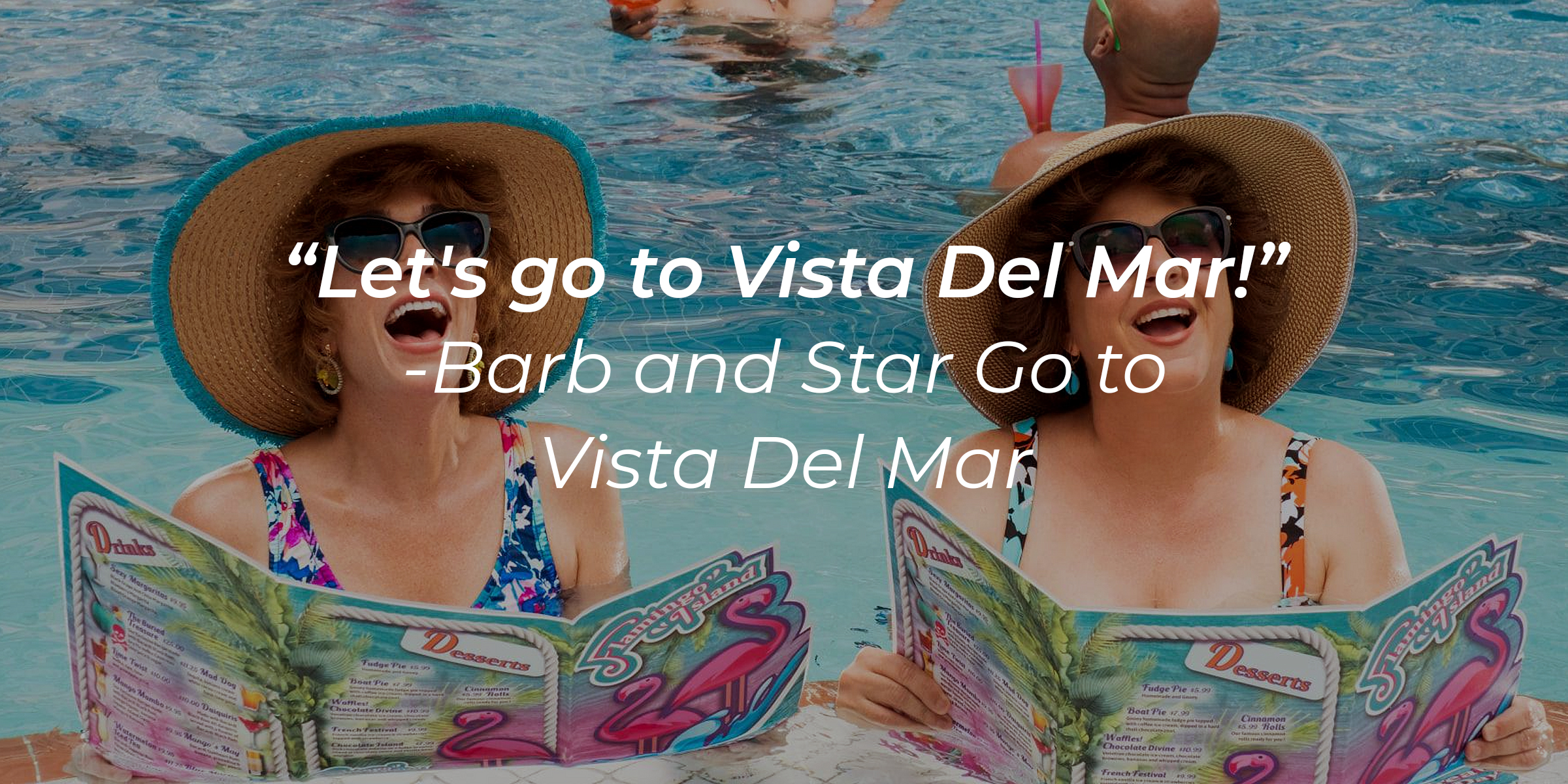 An image of Barb and Star with the quote: "Let's go to Vista Del Mar!" | Source: facebook.com/BarbAndStar
