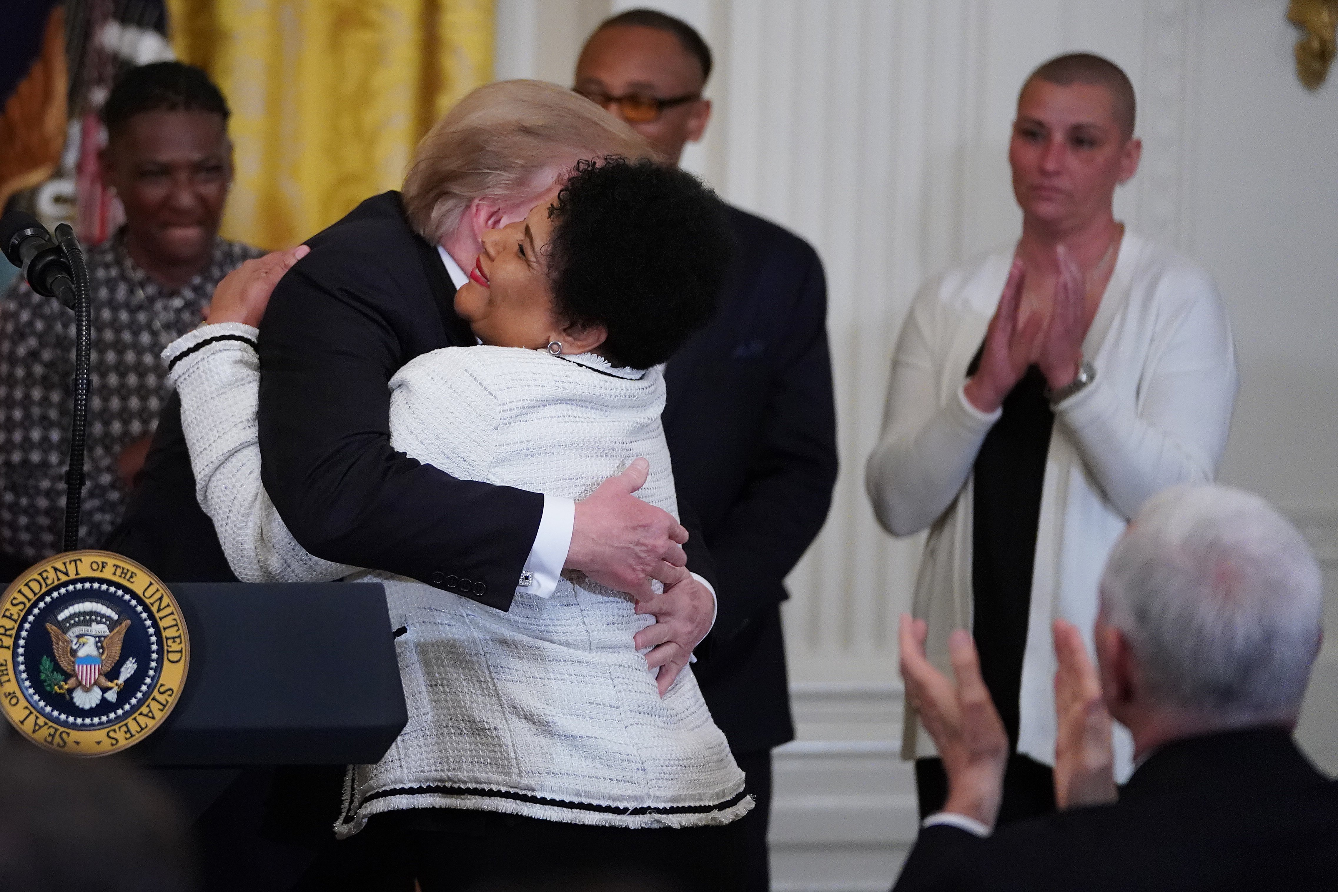 President Donald Trump and Alice Johnson at Prison Reform Summit and First Step Act celebration at the White House. | Photo: GettyImages
