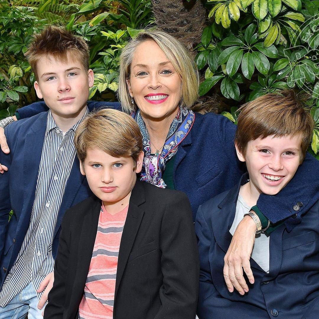 Sharon Stone and her sons Quinn, Laird and Roan at an event. | Photo: Getty Images