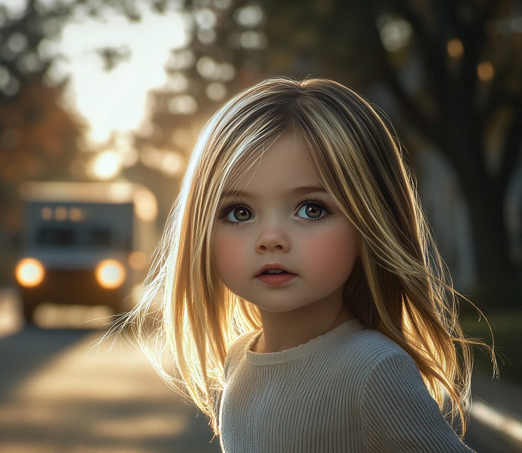 A little girl standing on the road | Source: Midjourney