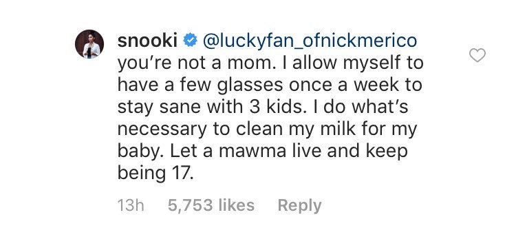 Snooki's response to a mom-shamer. | Source: Instagram/snooki