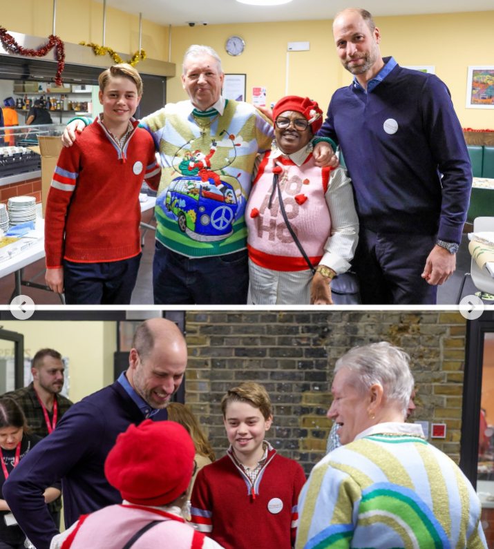 Prince William and Prince George pose with staff members at The Passage during preparations for the charity’s Christmas lunch. | Source: Instagram/Princeandprincessofwales