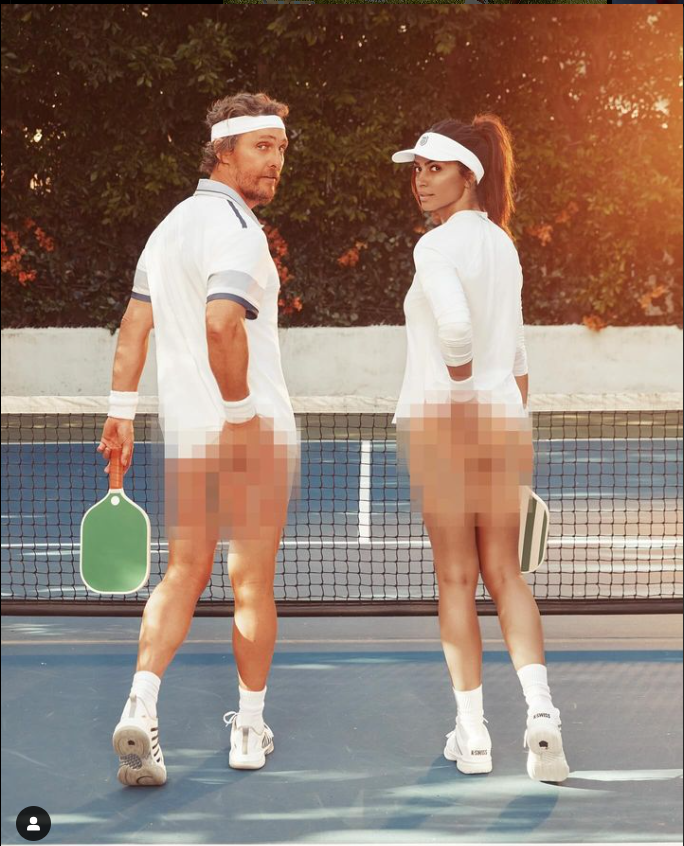 Matthew McConaughey and Camila Alves pose at the tennis court, dated May 2024. | Source: Instagram.com/pantalonestequila