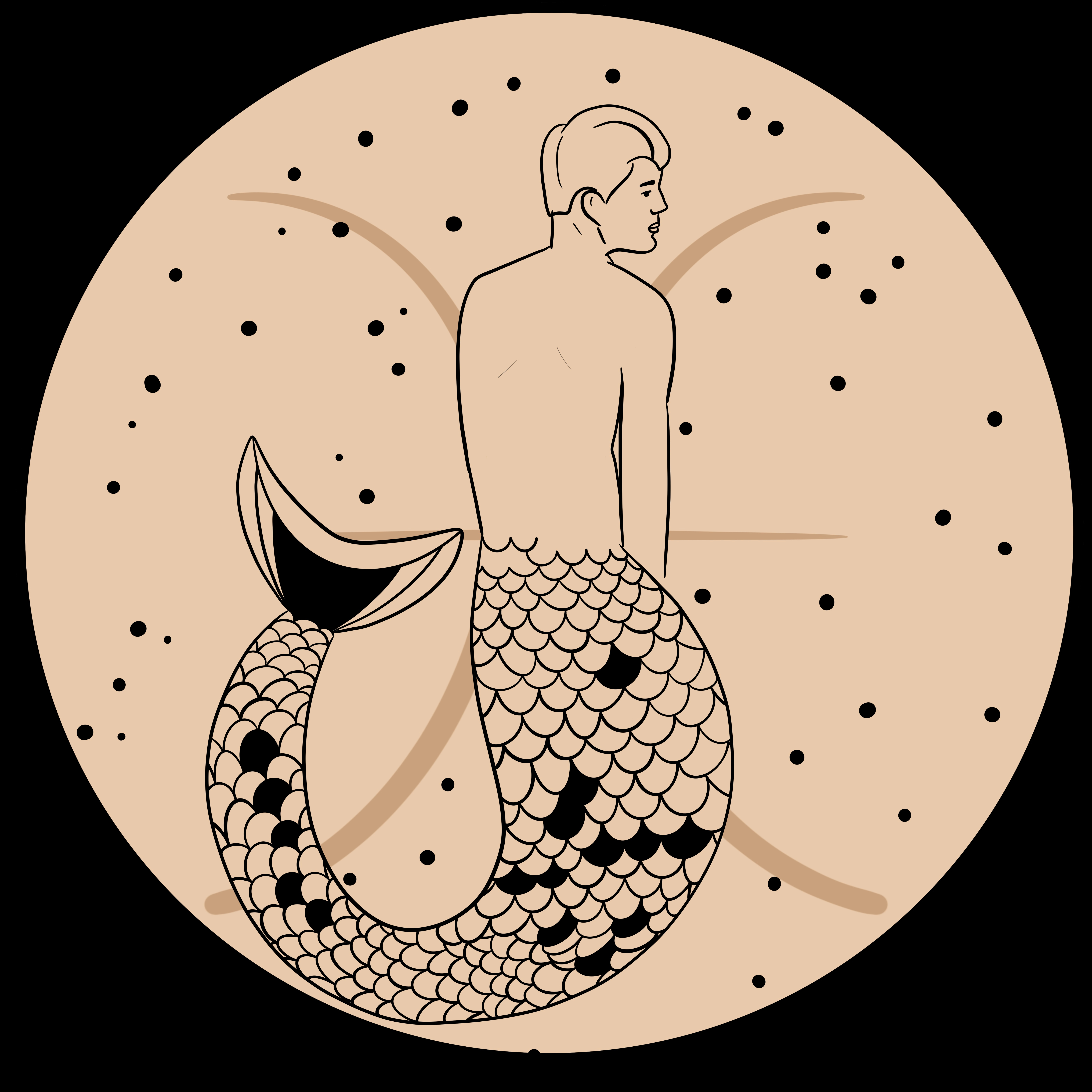 A fine line portrait of a merman representing Pisces | Source: Shutterstock