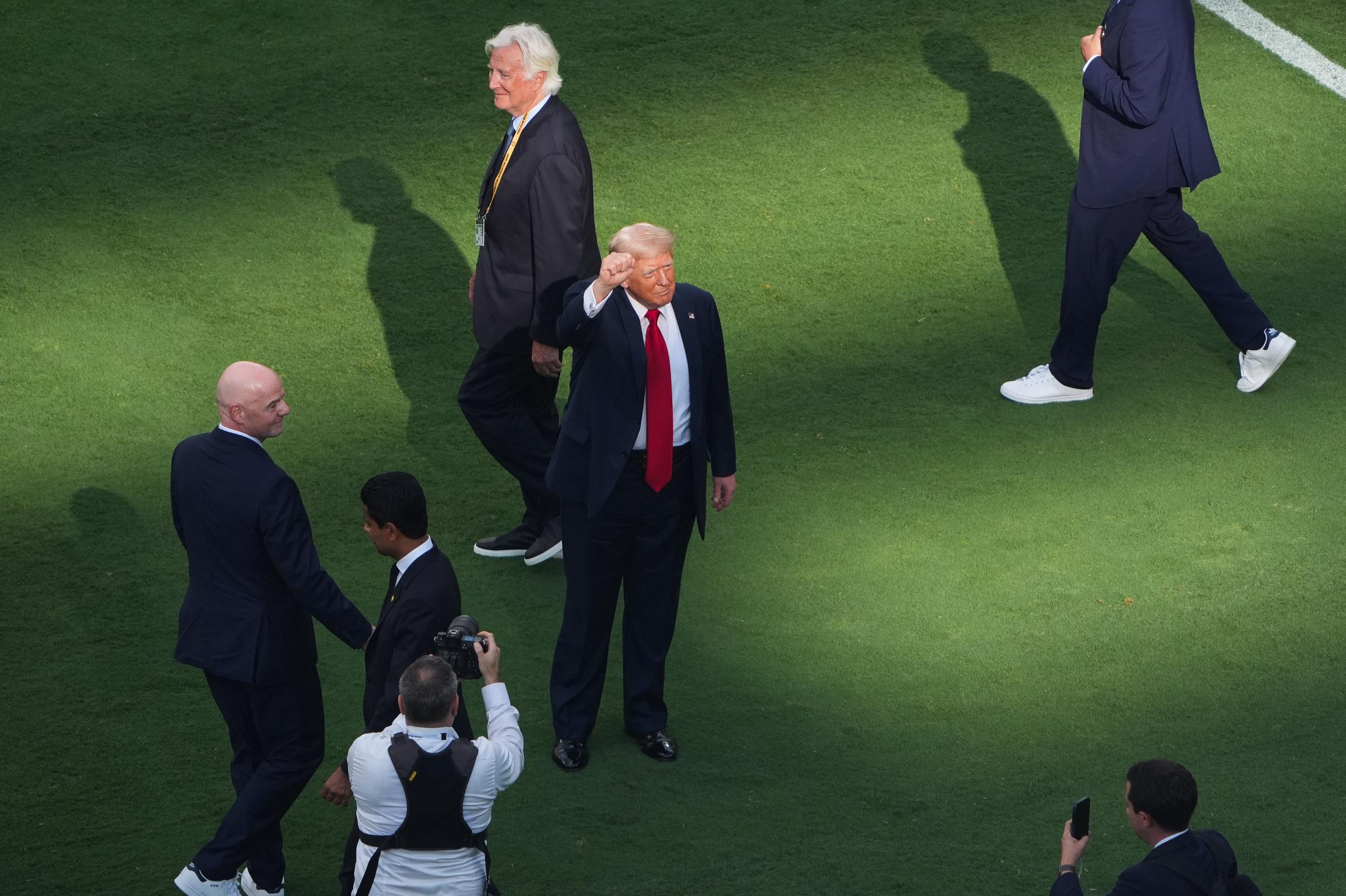 Donald Trump following the FIFA Club World Cup final match between PSG and Chelsea at MetLife Stadium on July 13, 2025, in New Jersey. | Source: Getty Images