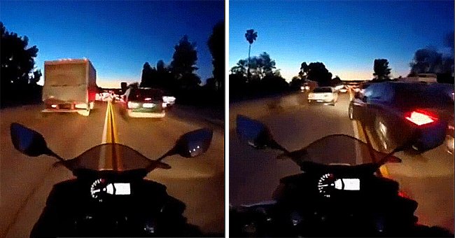 Footage of the bike speeding through traffic captured by the biker's go-pro camera | Photo: reddit.com/Whatcouldgowrong/HomnivHef
