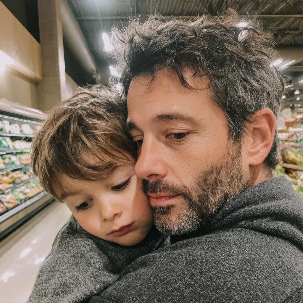 An emotional man wearing a gray sweater | Source: Midjourney