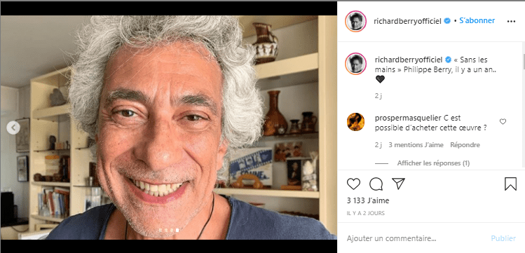 Capture d'écran du post de Philippe Berry sur le compte Instagram de Richard Berry. | Photo : Instagram/richardberryofficiel/