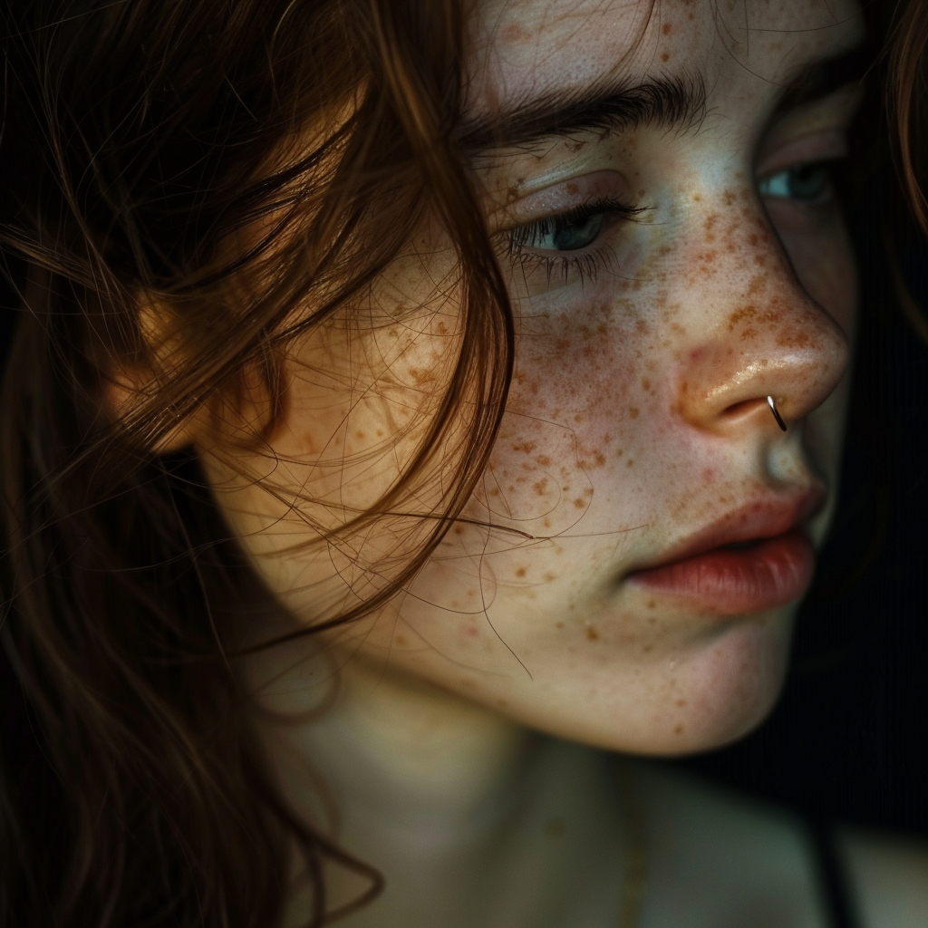 A close up shot of a young woman | Source: Midjourney