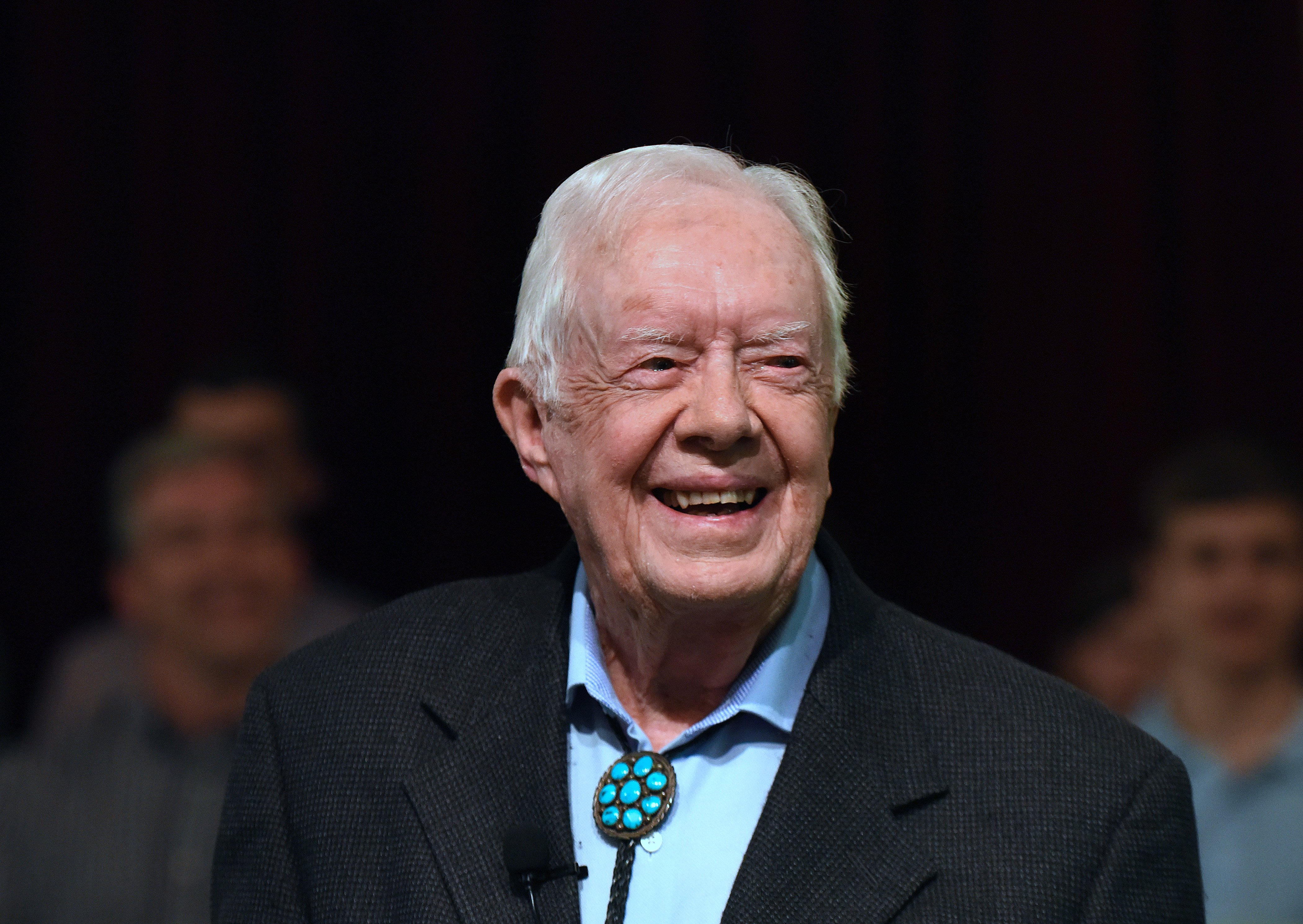 Former U.S. President Jimmy Carter speaks to the congregation at Maranatha Baptist Church before teaching Sunday school in his hometown of Plains, Georgia on April 28, 2019. | Source: Getty Images