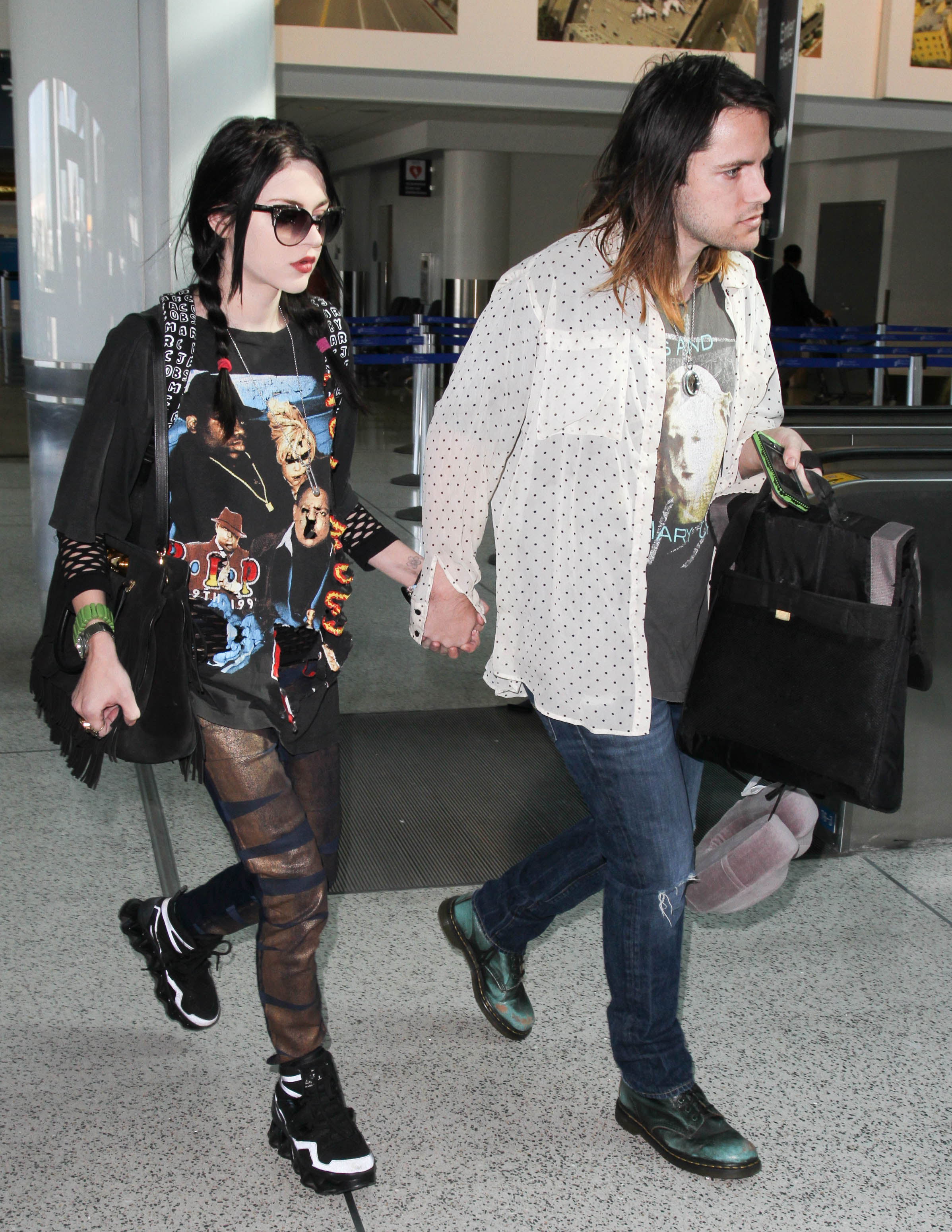 Frances Cobain and Isaiah Silva in LAX on January 23, 2015 in Los Angeles, California. | Source: Getty Images
