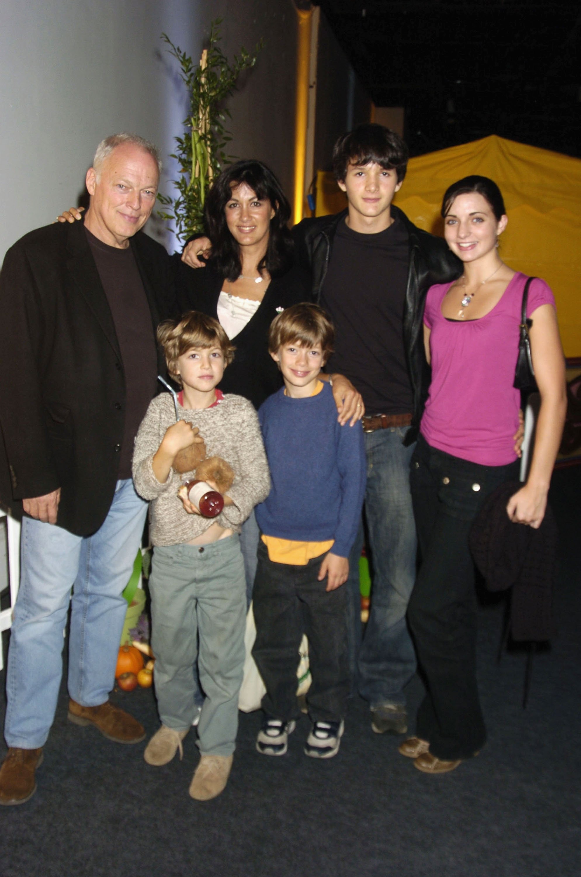 David Gilmour, Polly Samson, and their children at the after the UK premiere of animated film "Wallace & Gromit: The Curse Of The Were-Rabbit," at The Space, in London, England, on October 2, 2005. | Source: Getty Images