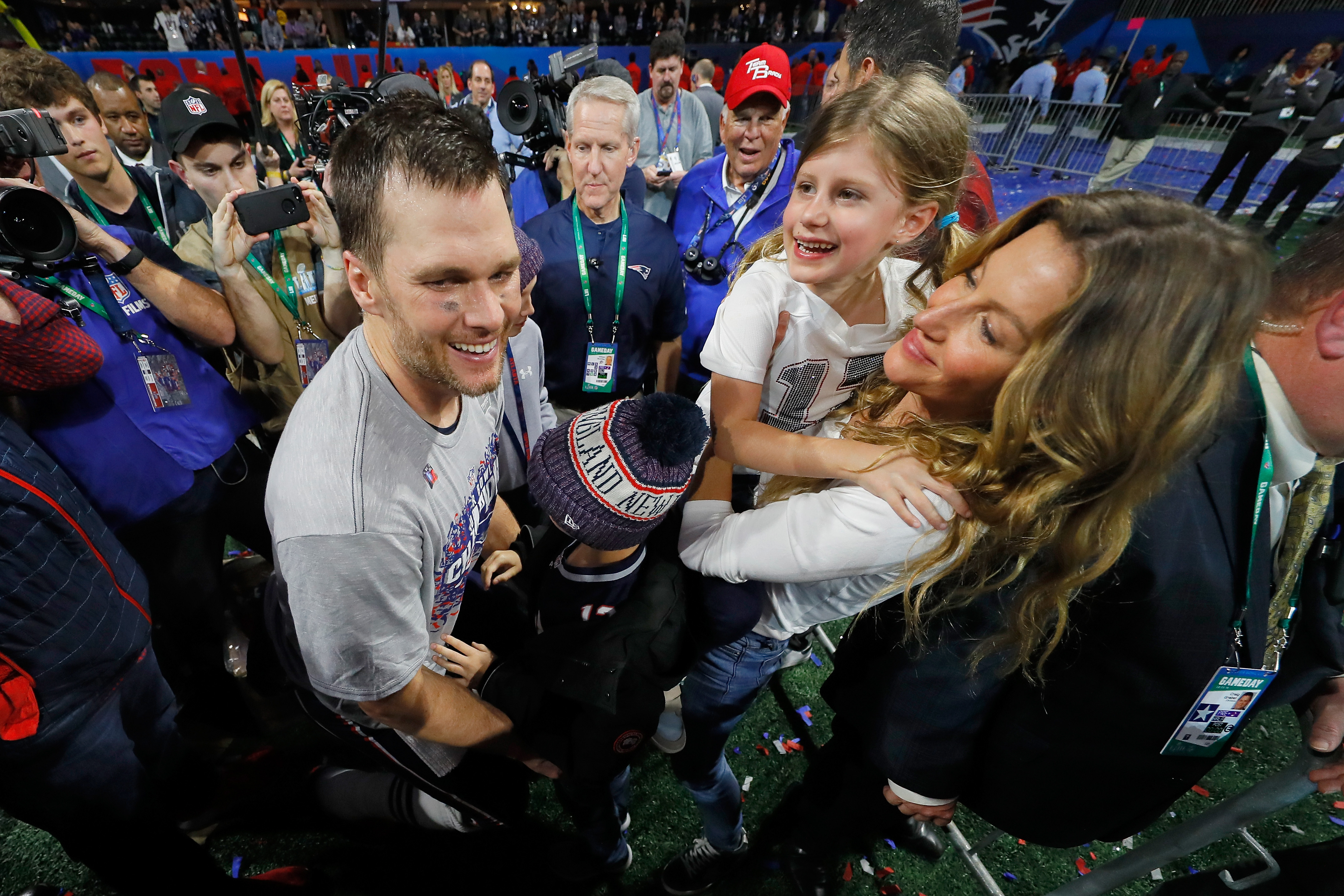 Tom Brady and Gisele Bündchen with their kids, Benjamin and Vivian Brady after Super Bowl LIII in Atlanta, Georgia on February 3, 2019. | Source: Getty Images